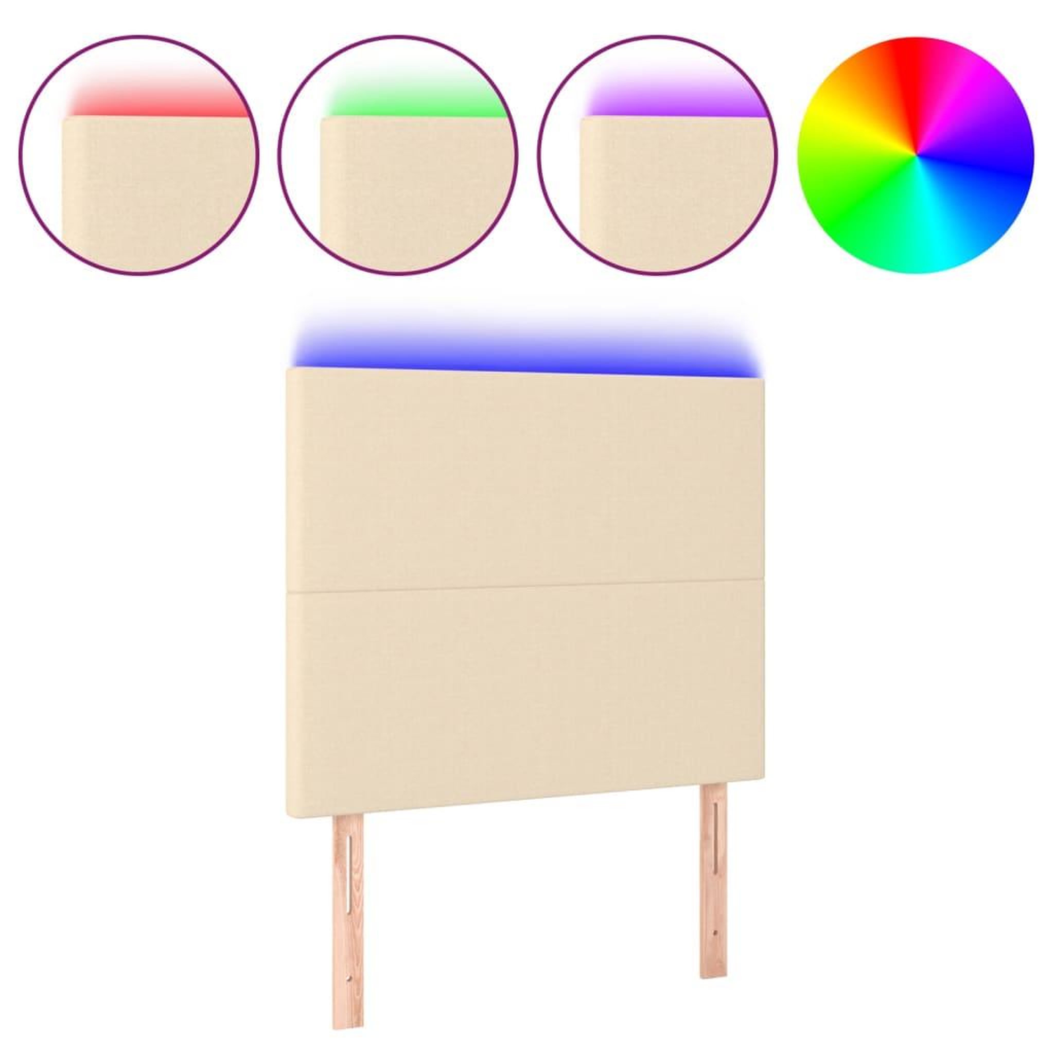 Voir la diapositive 2 : VIDAXL Tete de lit a LED Creme 100x5x118/128 cm Tissu