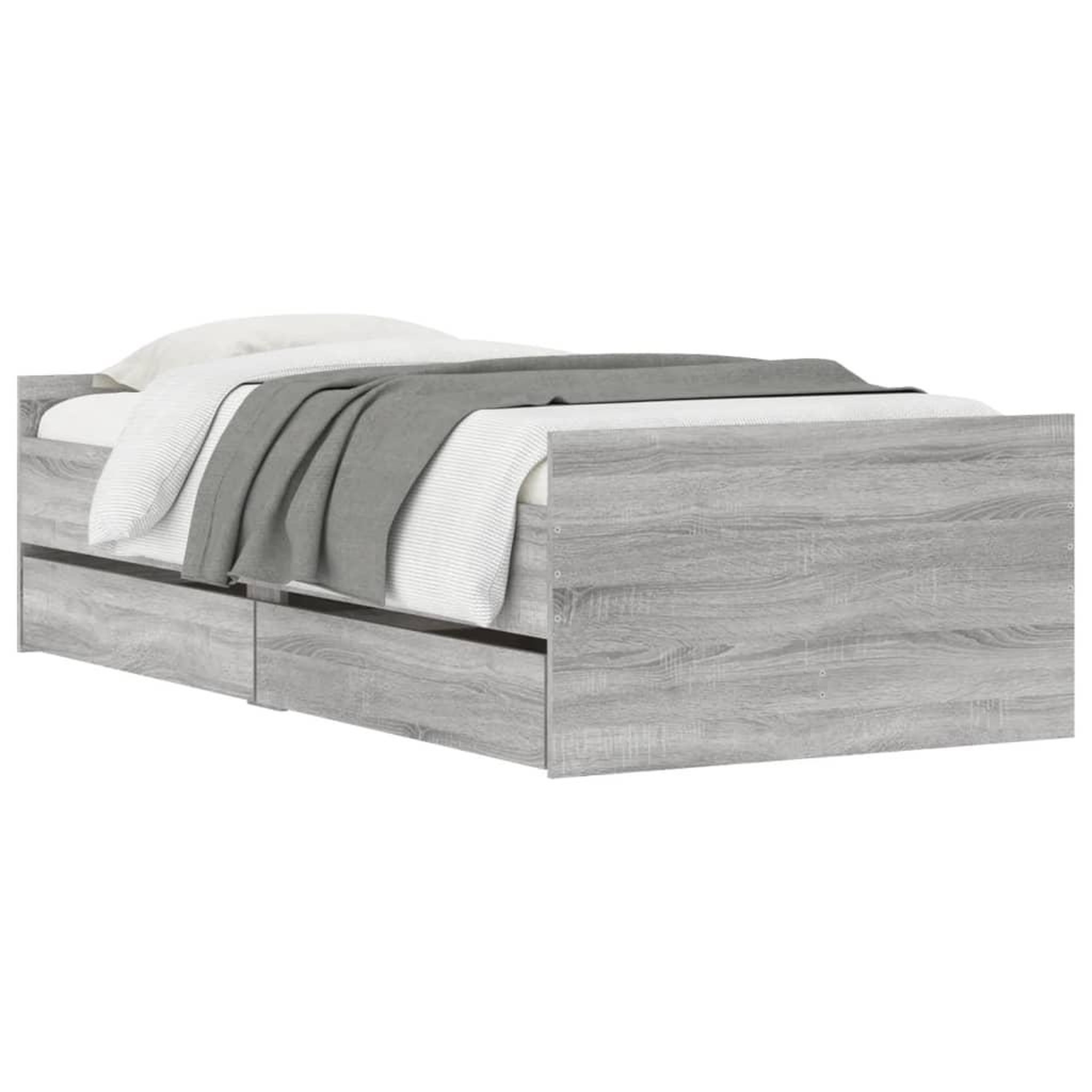 Voir la diapositive 3 : VIDAXL Cadre de lit avec tiroirs sans matelas sonoma gris 90x200 cm