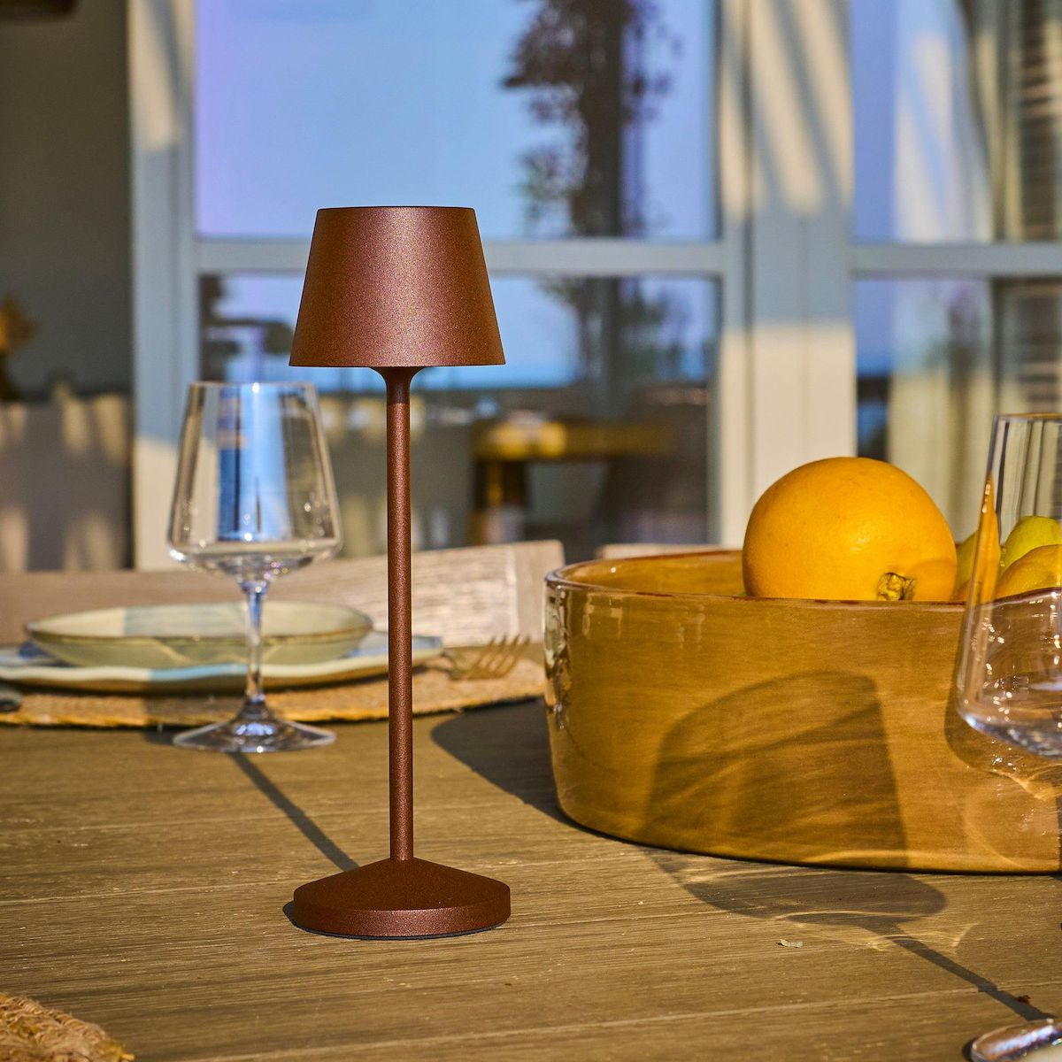 Lumisky Lampe de table sans fil EMILY Marron Aluminium H25cm