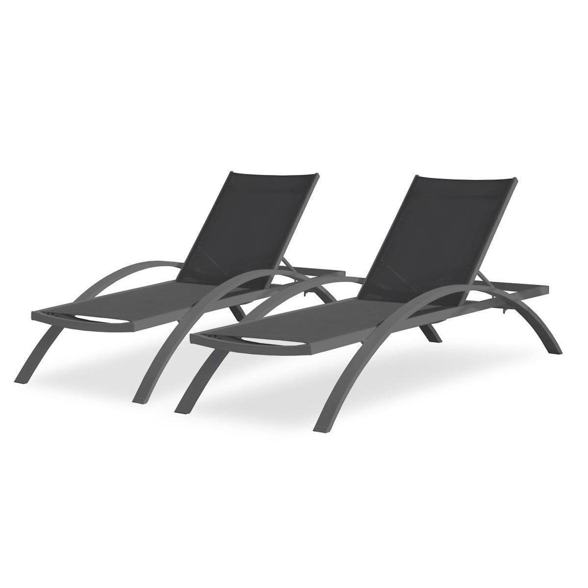 Paris Prix Lot de 2 Bains de Soleil Empilables  Barcelona  195cm Noir