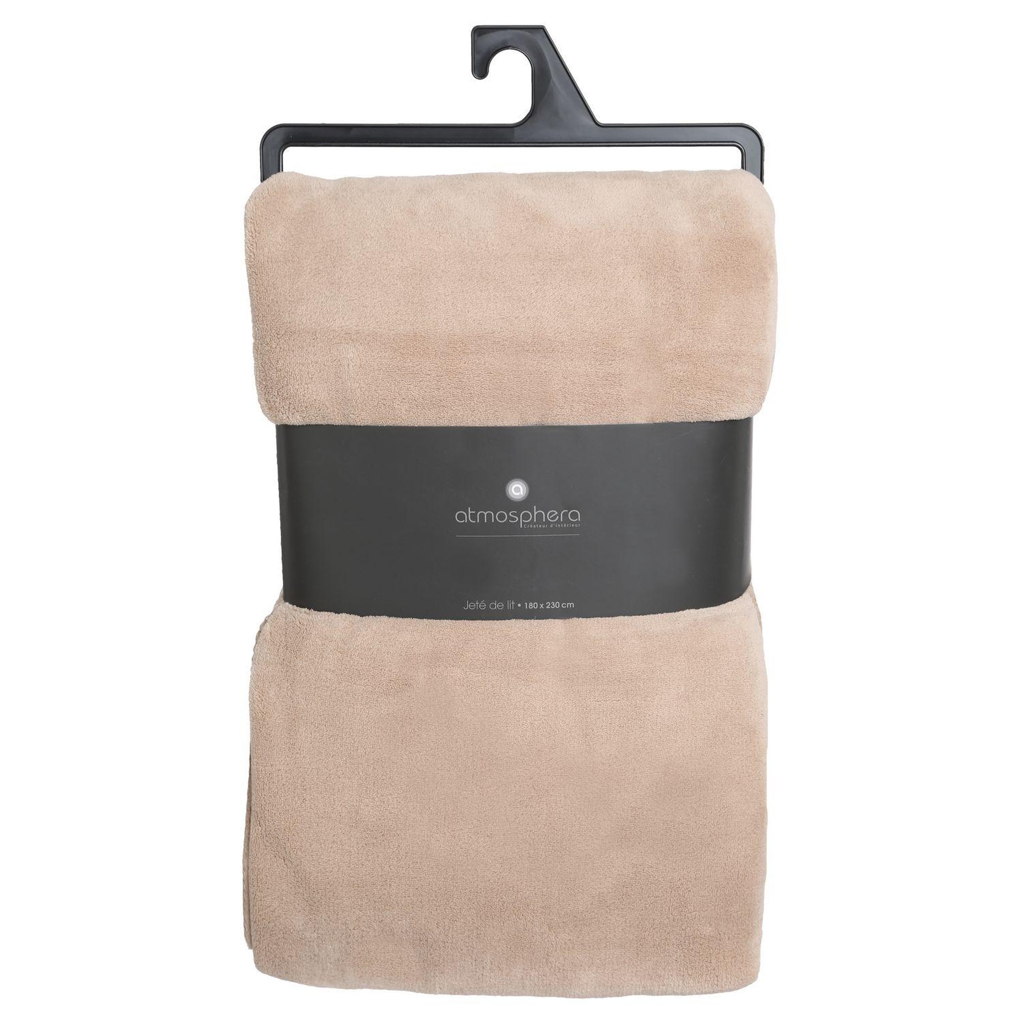 Voir la diapositive 2 : ATMOSPHERA Plaid en Microfibre uni - 230x180 cm - Beige
