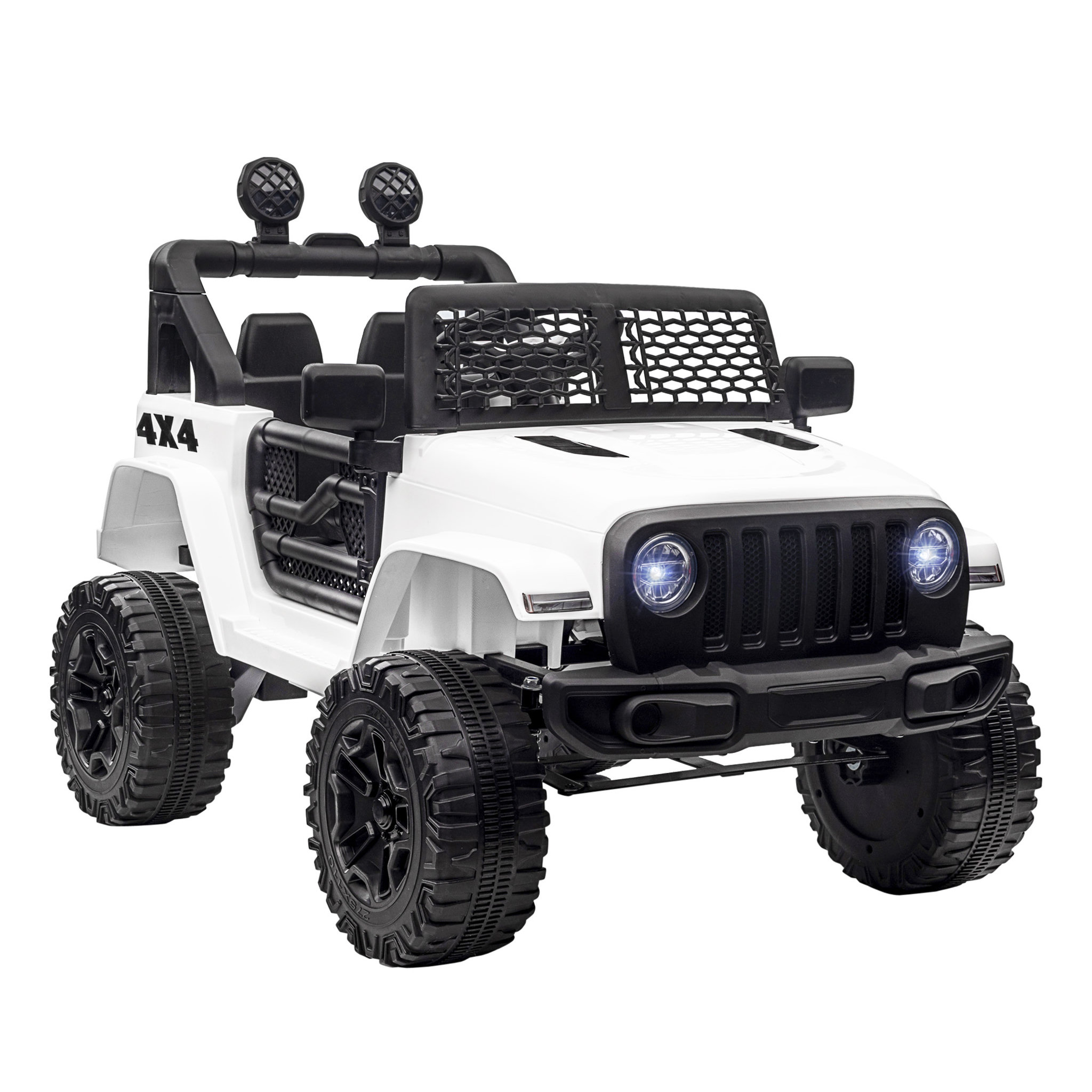 Voir la diapositive 1 : HOMCOM Voiture 4x4 électrique enfant moteur 2 x 35 W 5 Km/h max. télécommande incluse effets lumineux sonore lecteur MP3 USB blanc