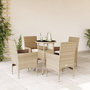 Voir la diapositive 1 : VIDAXL Ensemble a manger de jardin et coussins 5 pcs beige rotin verre