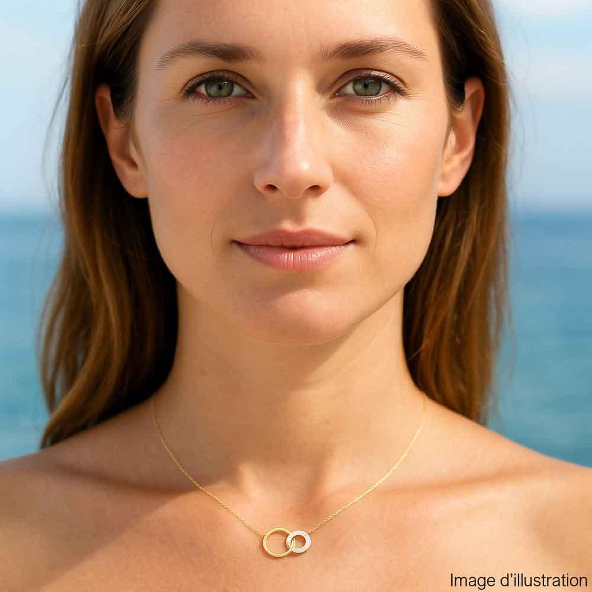 Voir la diapositive 2 : L'ATELIER D'AZUR Collier Or Jaune et Diamants - Motif Anneaux - Femme