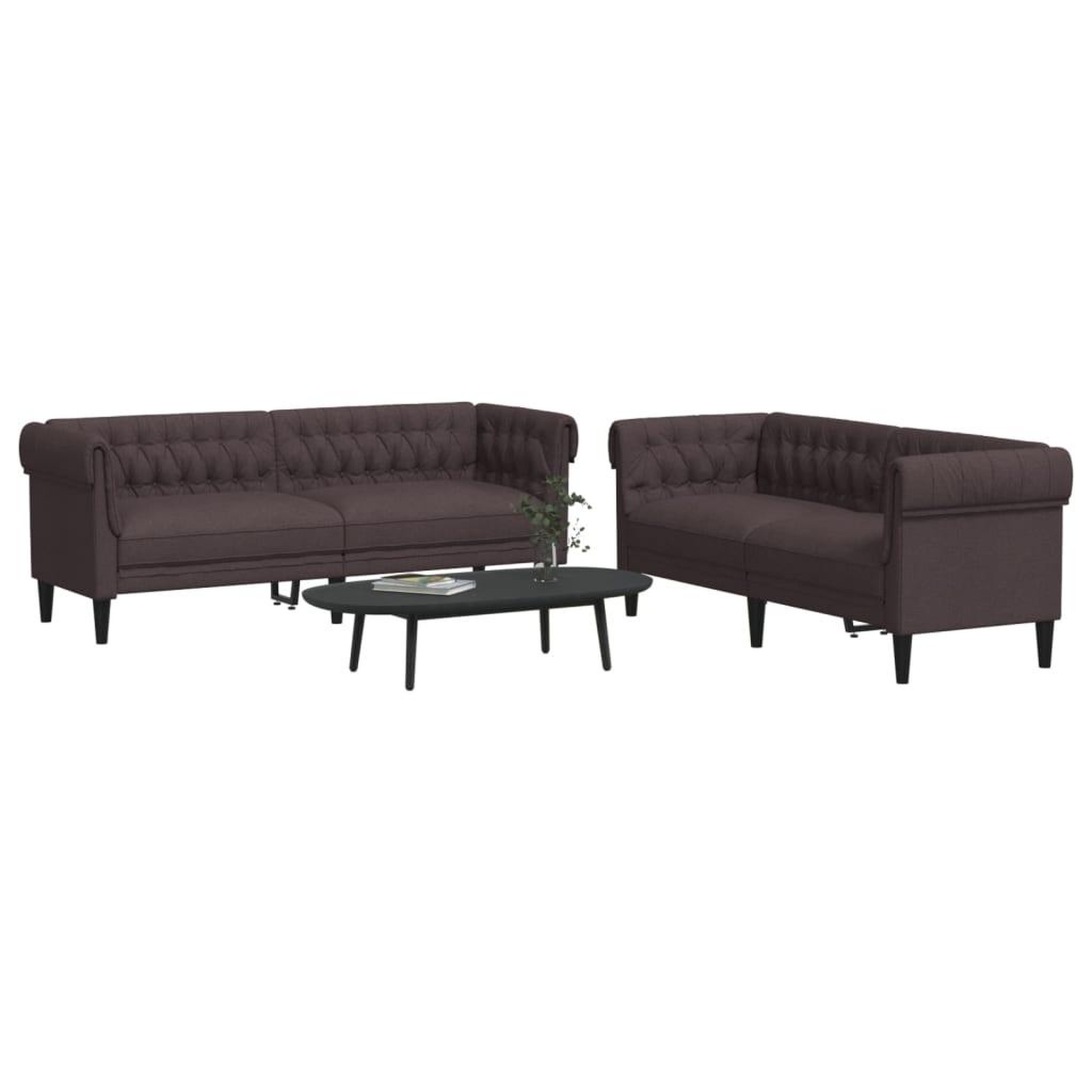 VIDAXL Ensemble de canapes 2 pcs marron fonce tissu