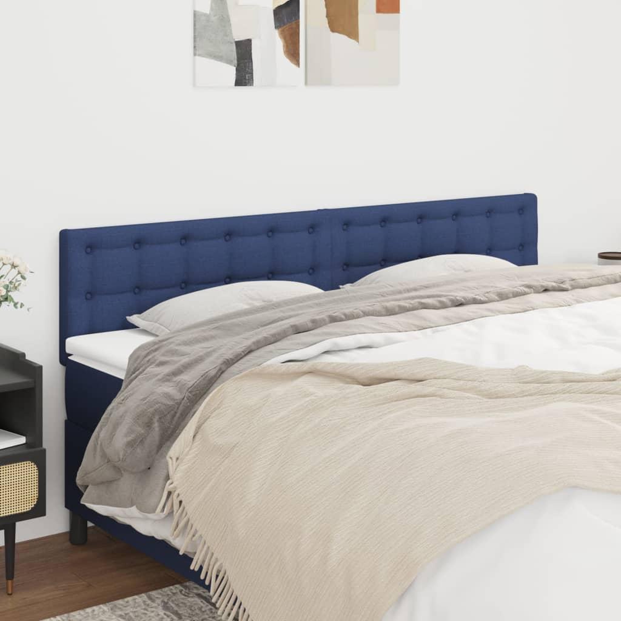 Voir la diapositive 1 : VIDAXL Tetes de lit 2 pcs Bleu 80x5x78/88 cm Tissu
