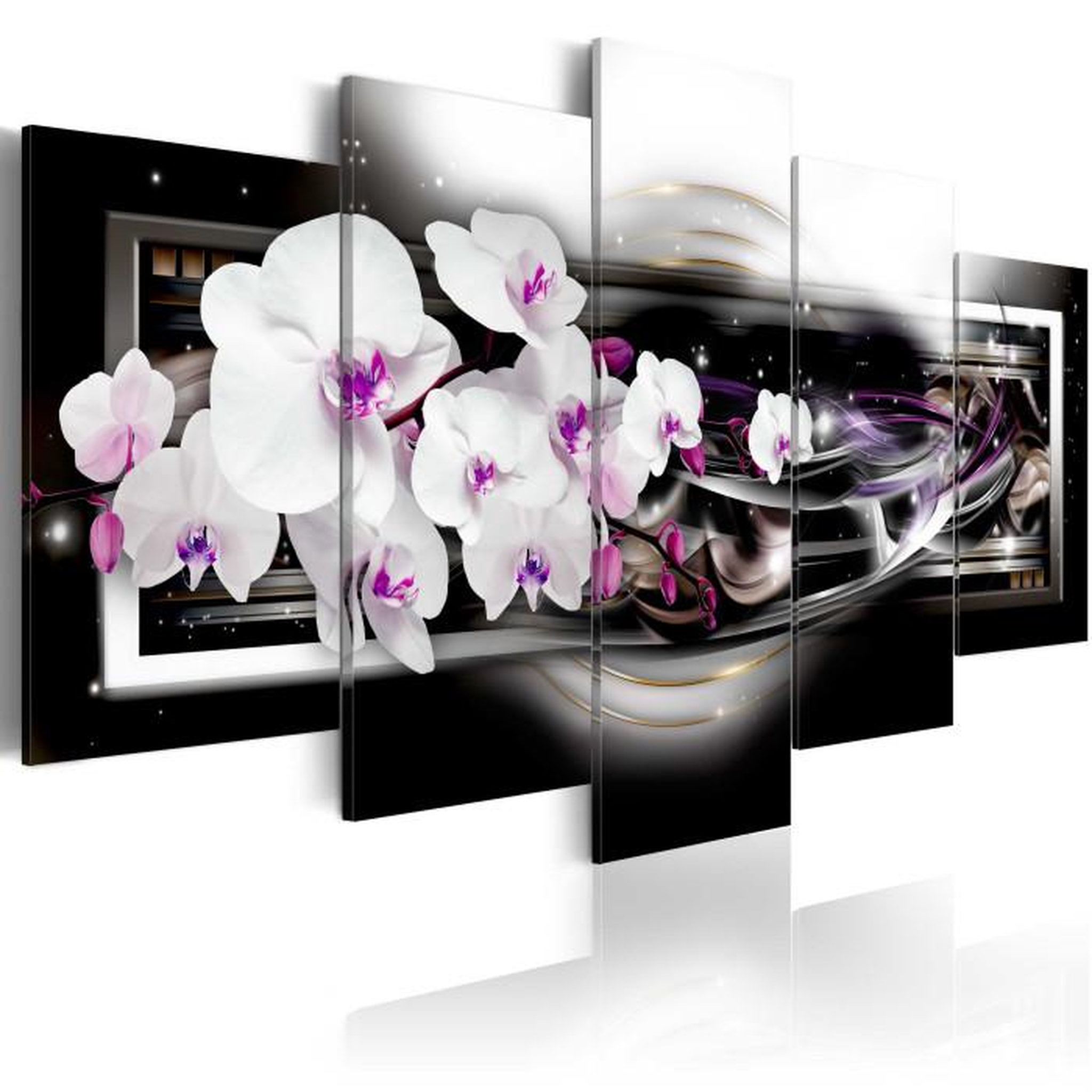 Paris Prix Tableau Imprimé  Orchids on a Black Background. Coloris disponibles : Multicolore