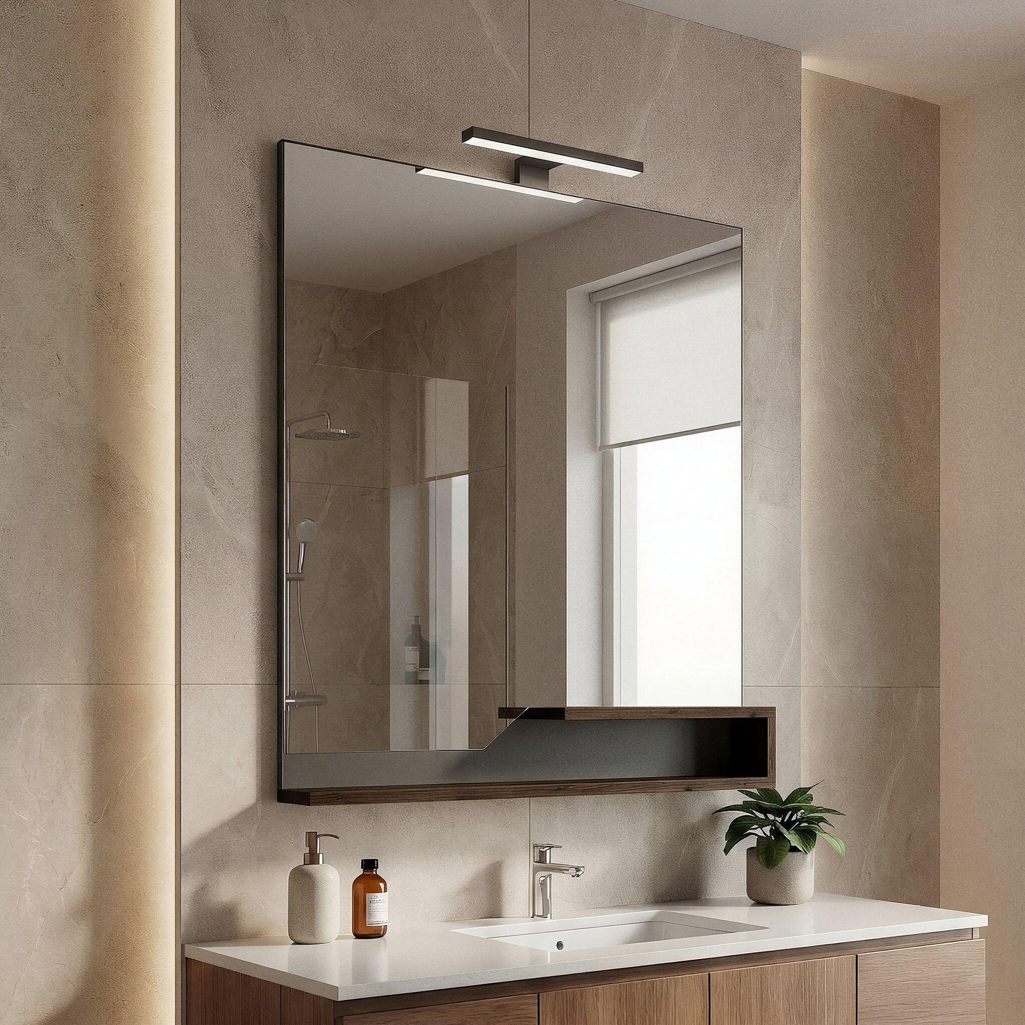 Voir la diapositive 2 : Habitat et Jardin Miroir Décoratif en Bois  Galia 80  - 60 x 14 x 100 cm - Dark Walnut