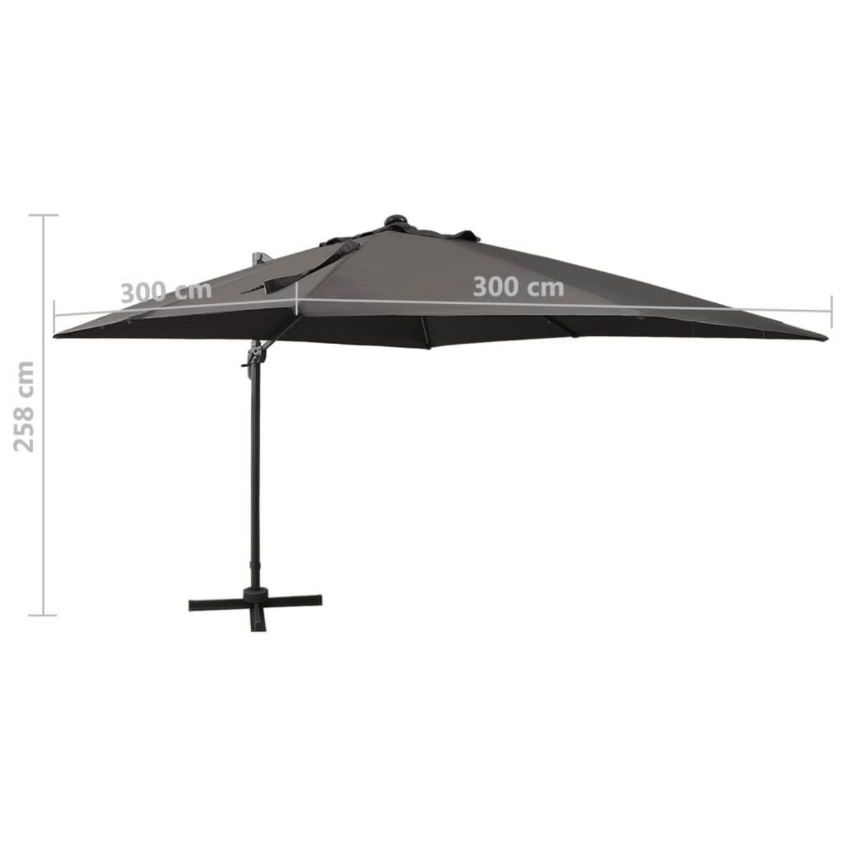 VIDAXL Parasol de jardin en porte-a-faux avec mat et lumieres LED
