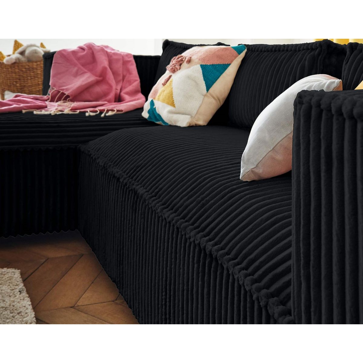 LISA DESIGN Stella - canapé d'angle gauche - 4 places - en velours côtelé grosses côtes