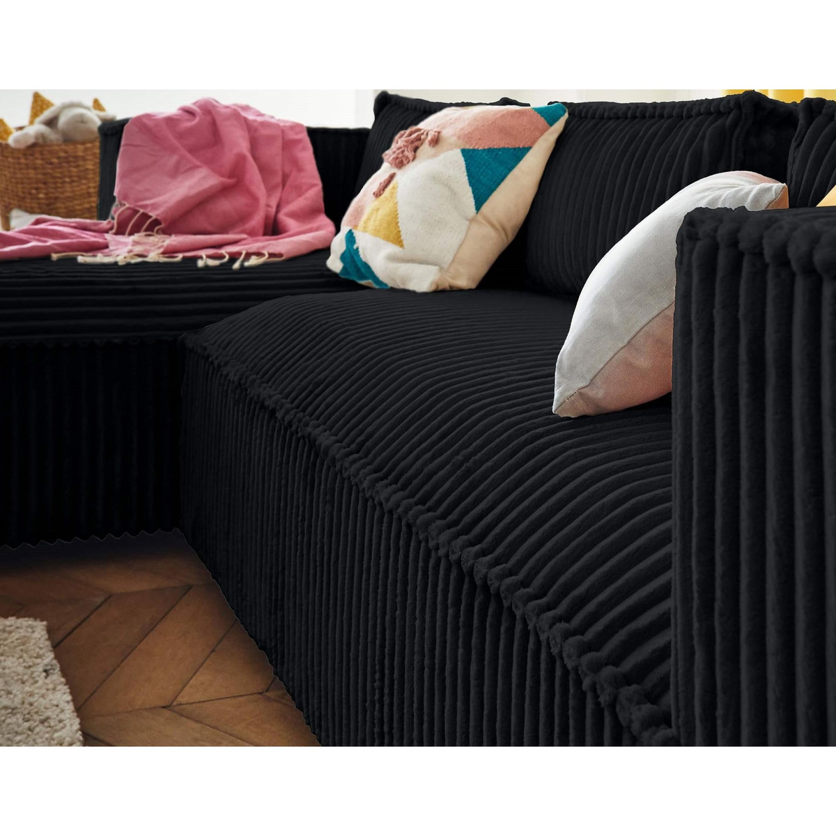 LISA DESIGN Stella - canapé d'angle gauche - 4 places - en velours côtelé grosses côtes