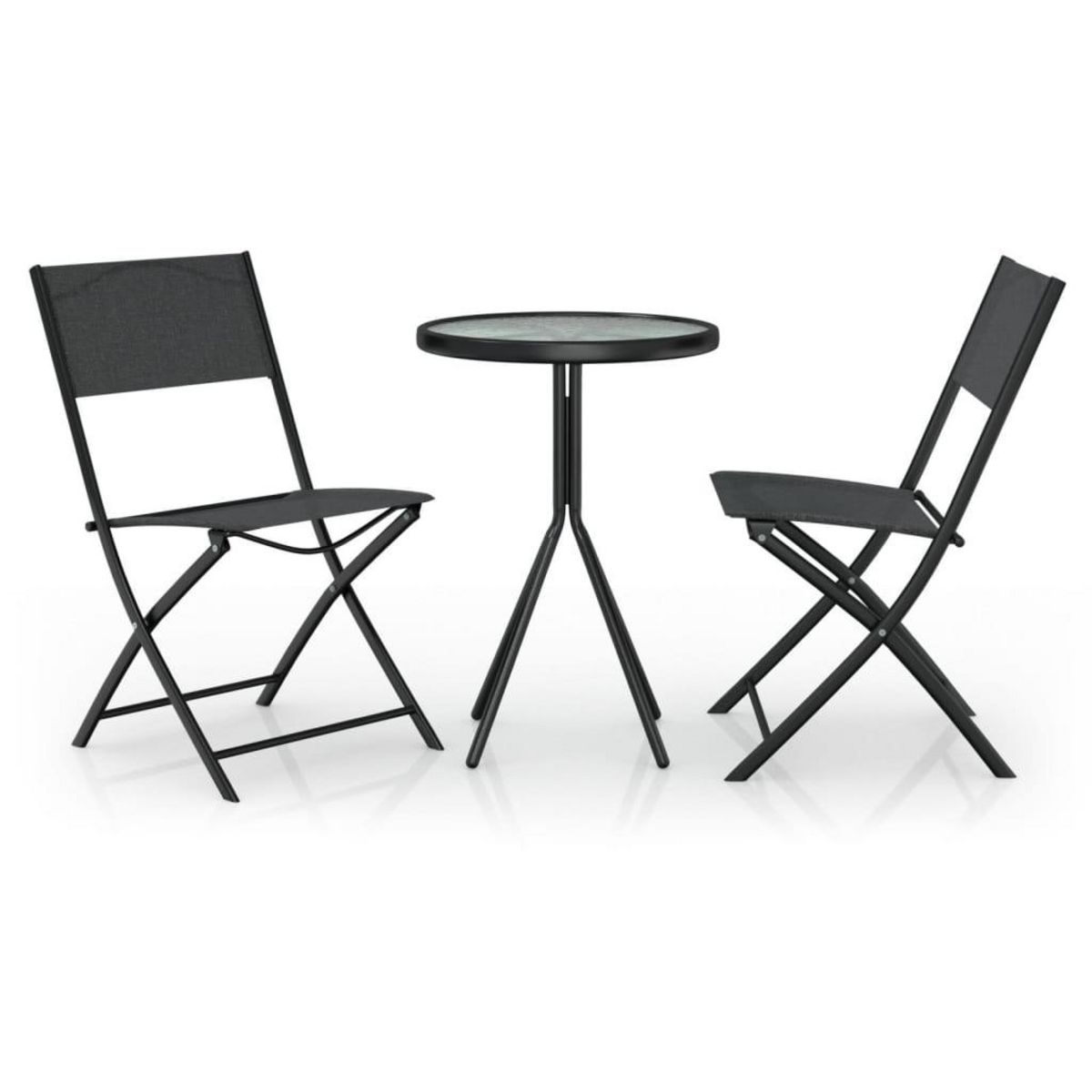 VIDAXL Ensemble de bistro 3 pcs Acier Noir