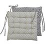 Galette de chaise matelassée 16points en coton réversible micro motifs gris DENTELLE