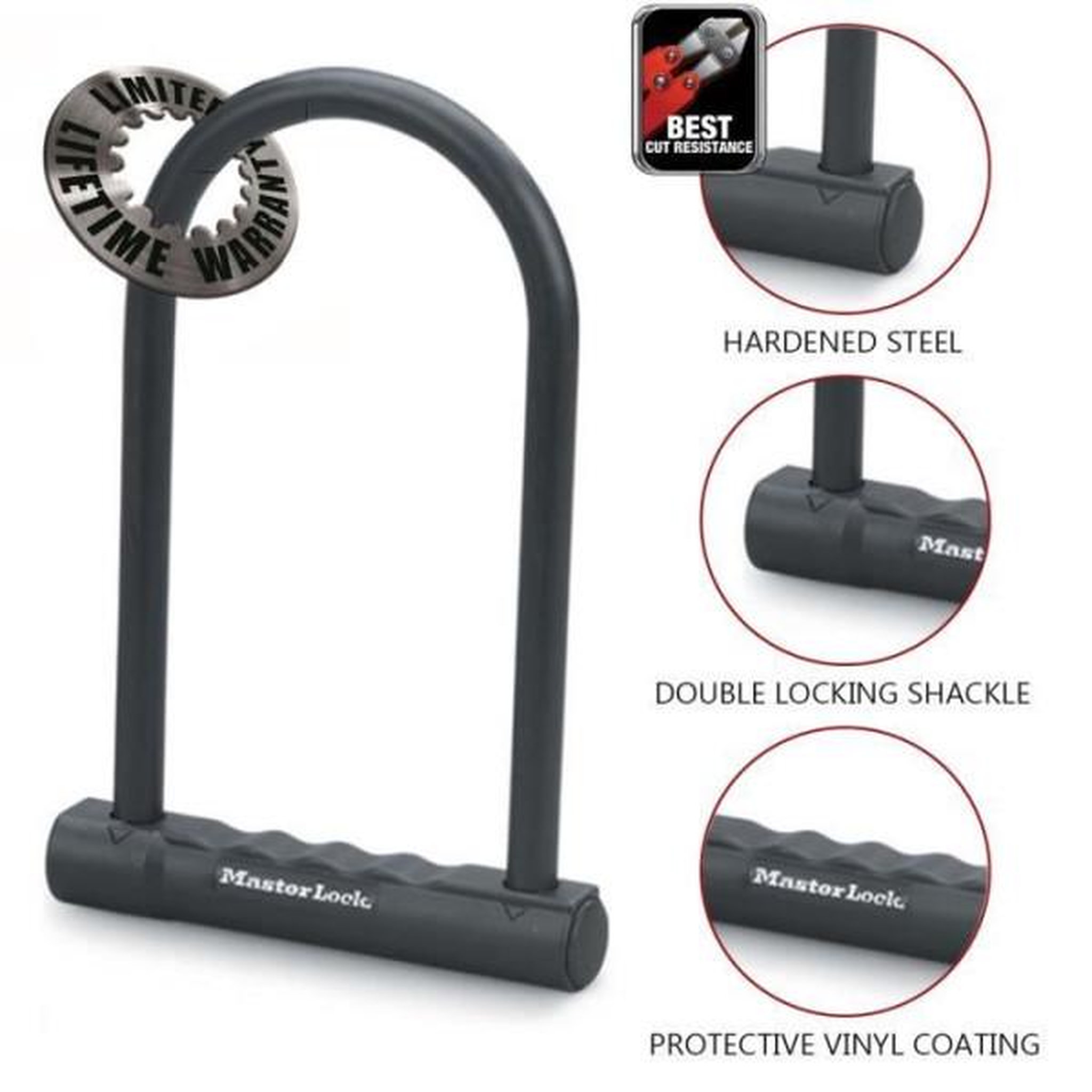 Voir la diapositive 2 : Master lock Antivol U Masterlock - H.180mm Ø12mm - Noir