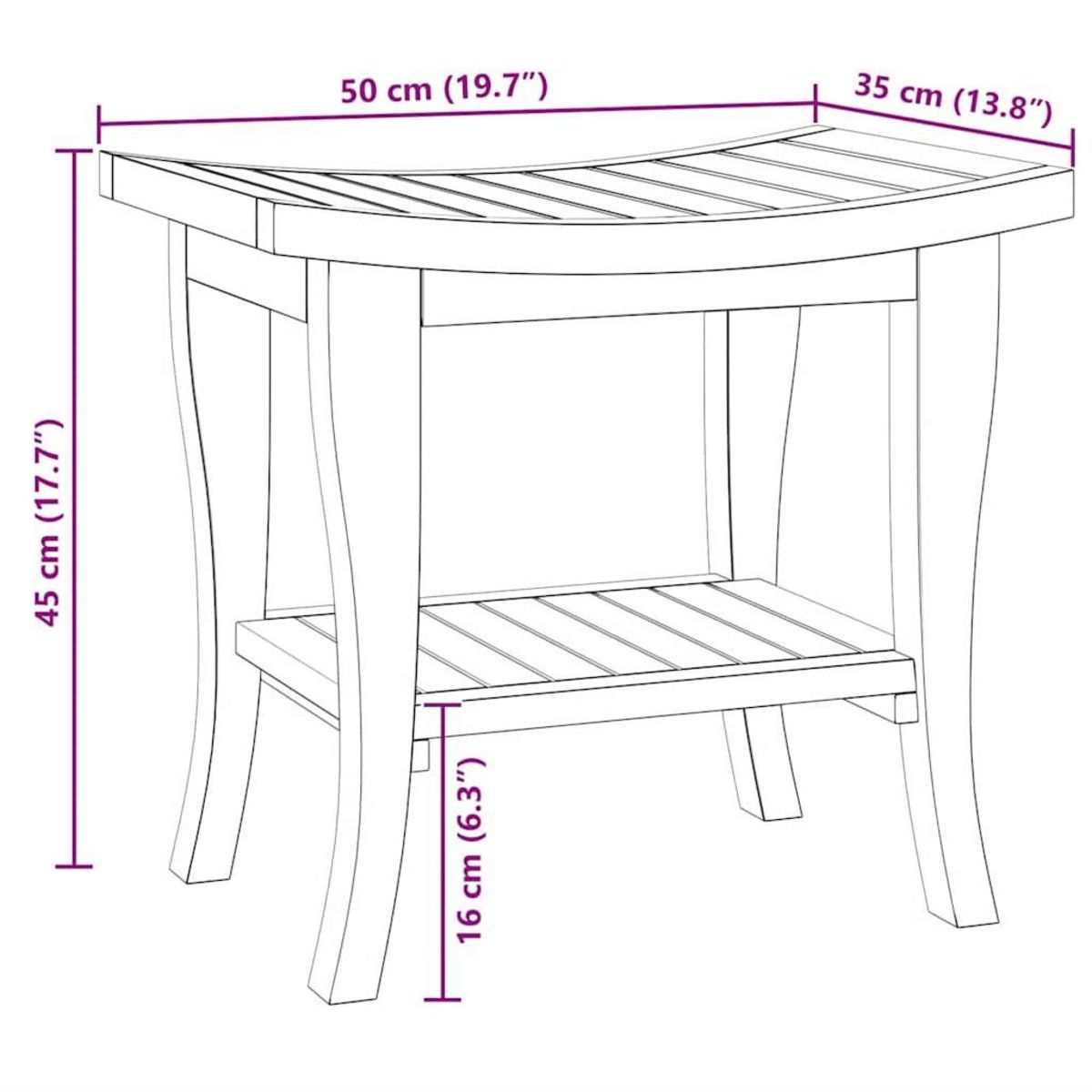 VIDAXL Table d'appoint de salle de bain 50x35x45cm bois de teck solide
