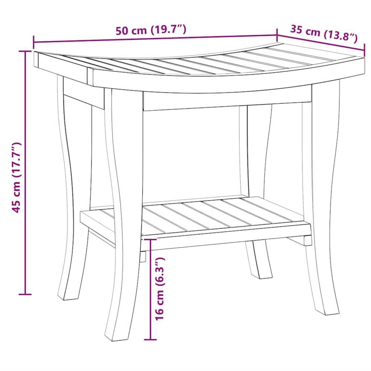 VIDAXL Table d'appoint de salle de bain 50x35x45cm bois de teck solide