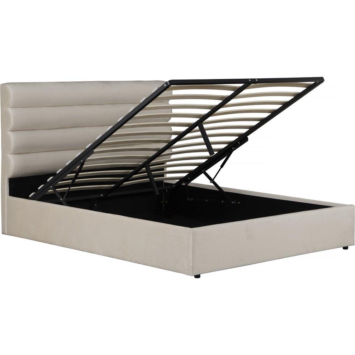 Habitat et Jardin Lit double en velours design  Livigno  - 160 x 200 cm - Beige