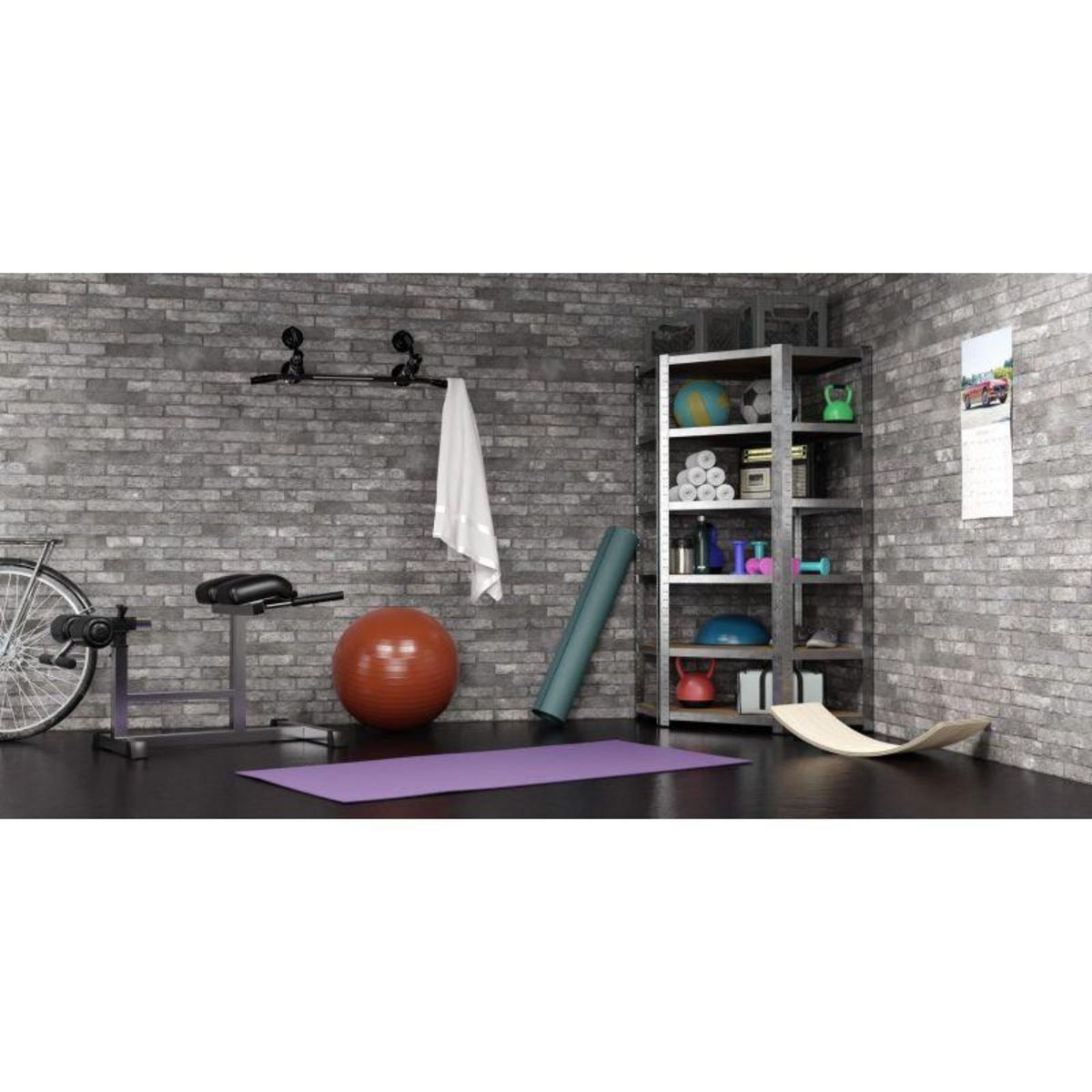 EUROSPEN Étagère d'angle polyvalente en métal - Charge lourde Max 750kg - 180 x 90 x 45 cm - Gris