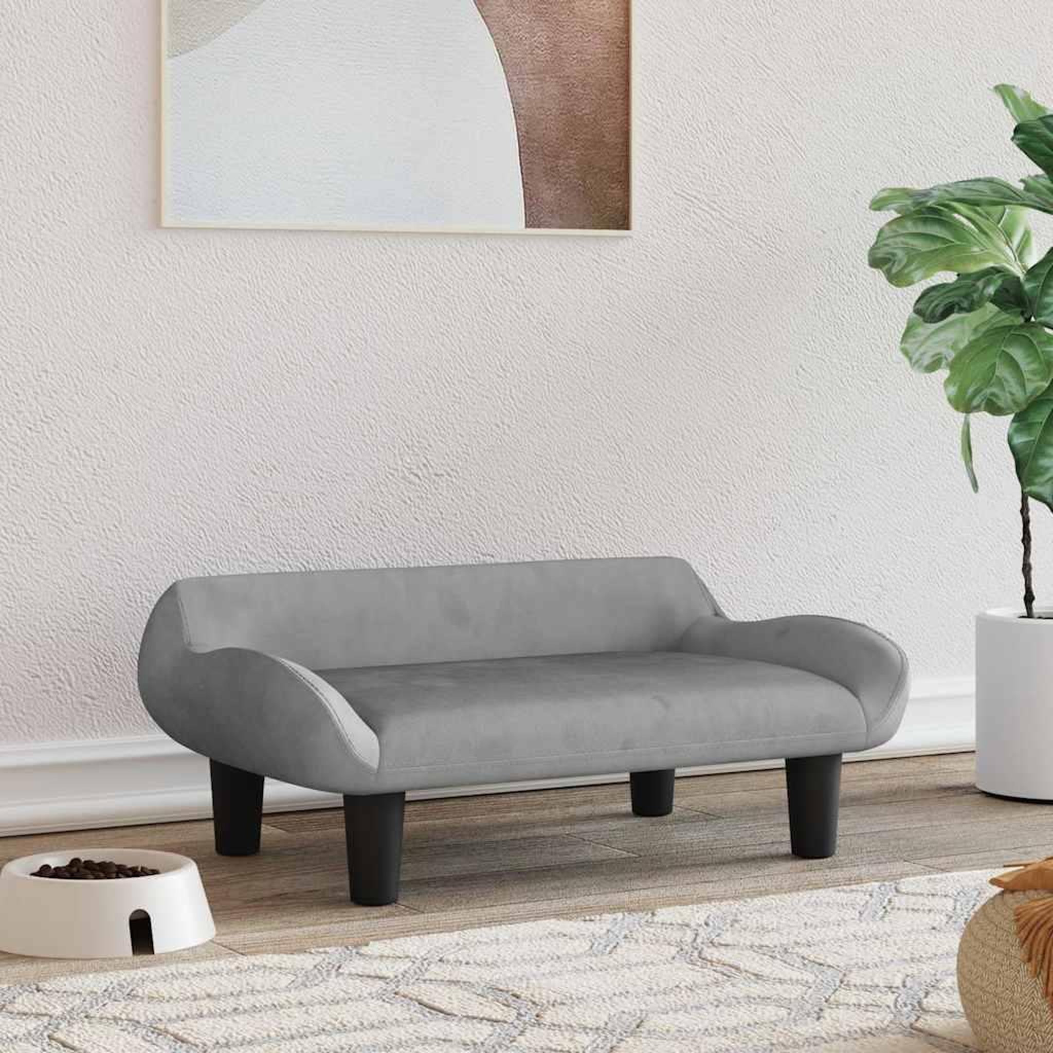 VIDAXL Lit pour chien gris clair 70x40x24 cm velours