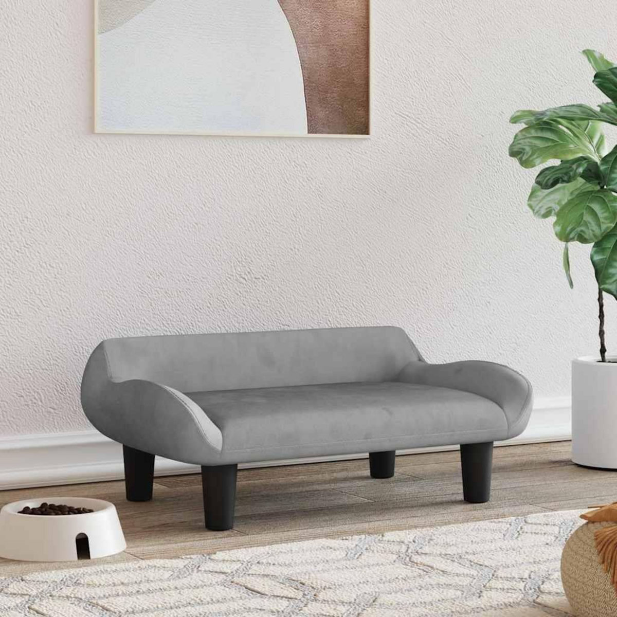 VIDAXL Lit pour chien gris clair 70x40x24 cm velours