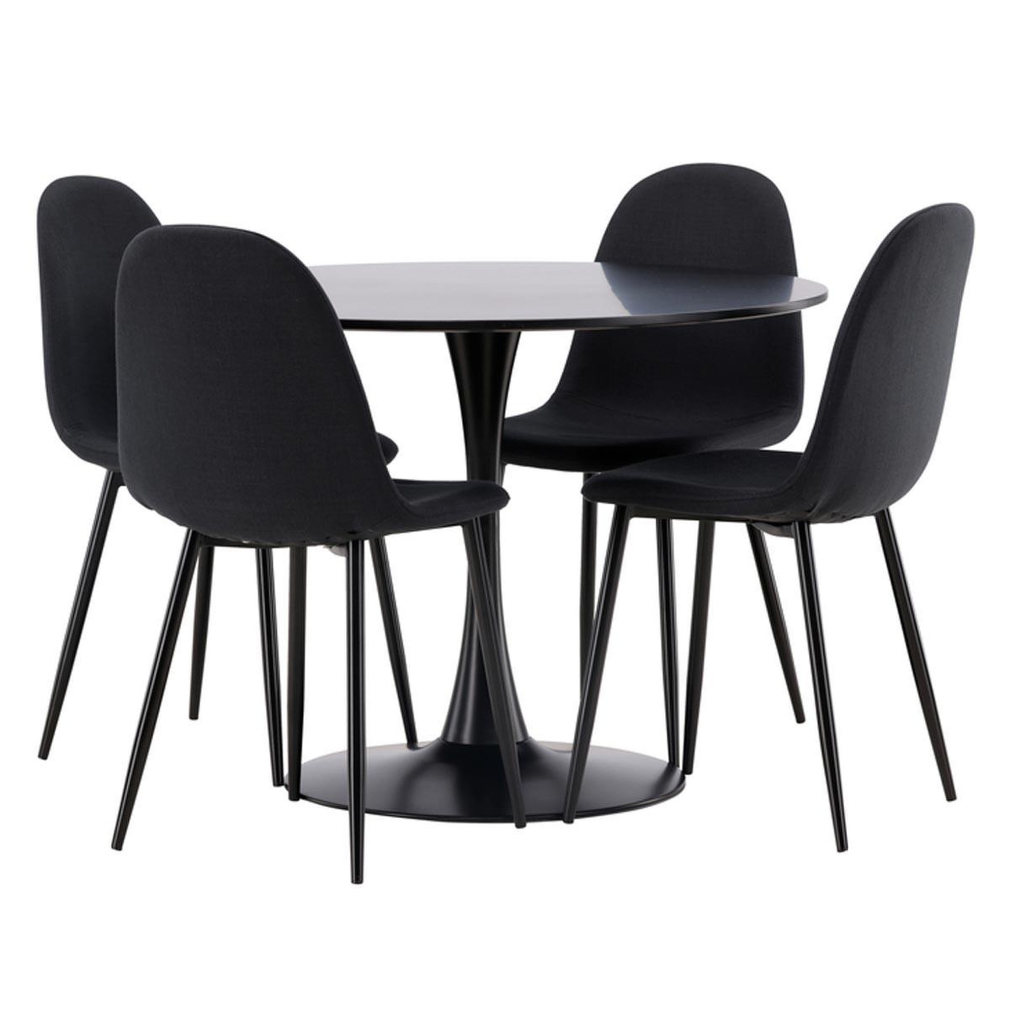 Paris Prix Ensemble table à manger & 4 chaises en tissu  glade & polar  100cm noir