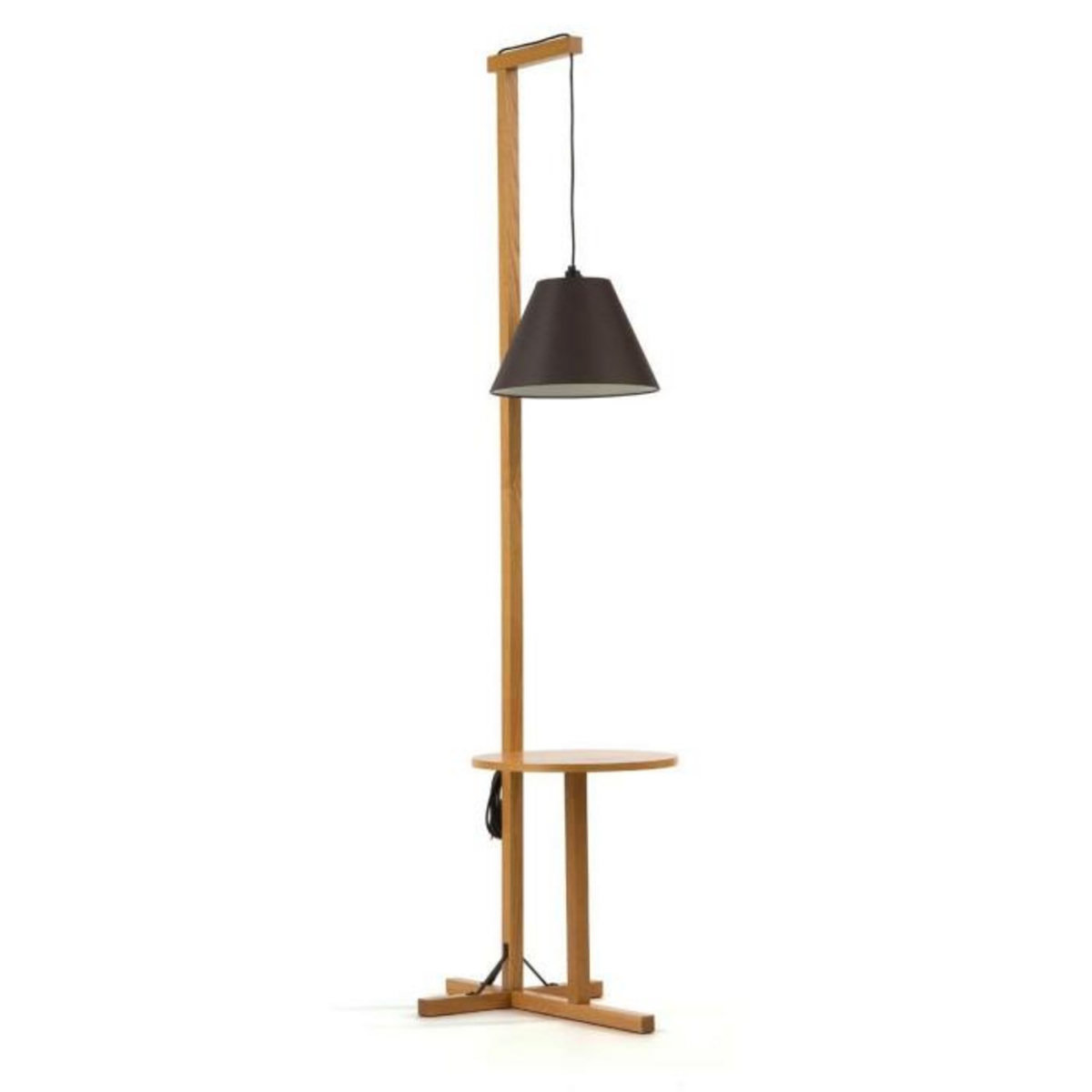 Paris Prix Lampadaire Design avec Table d'Appoint  Floor  199cm Chêne & Noir