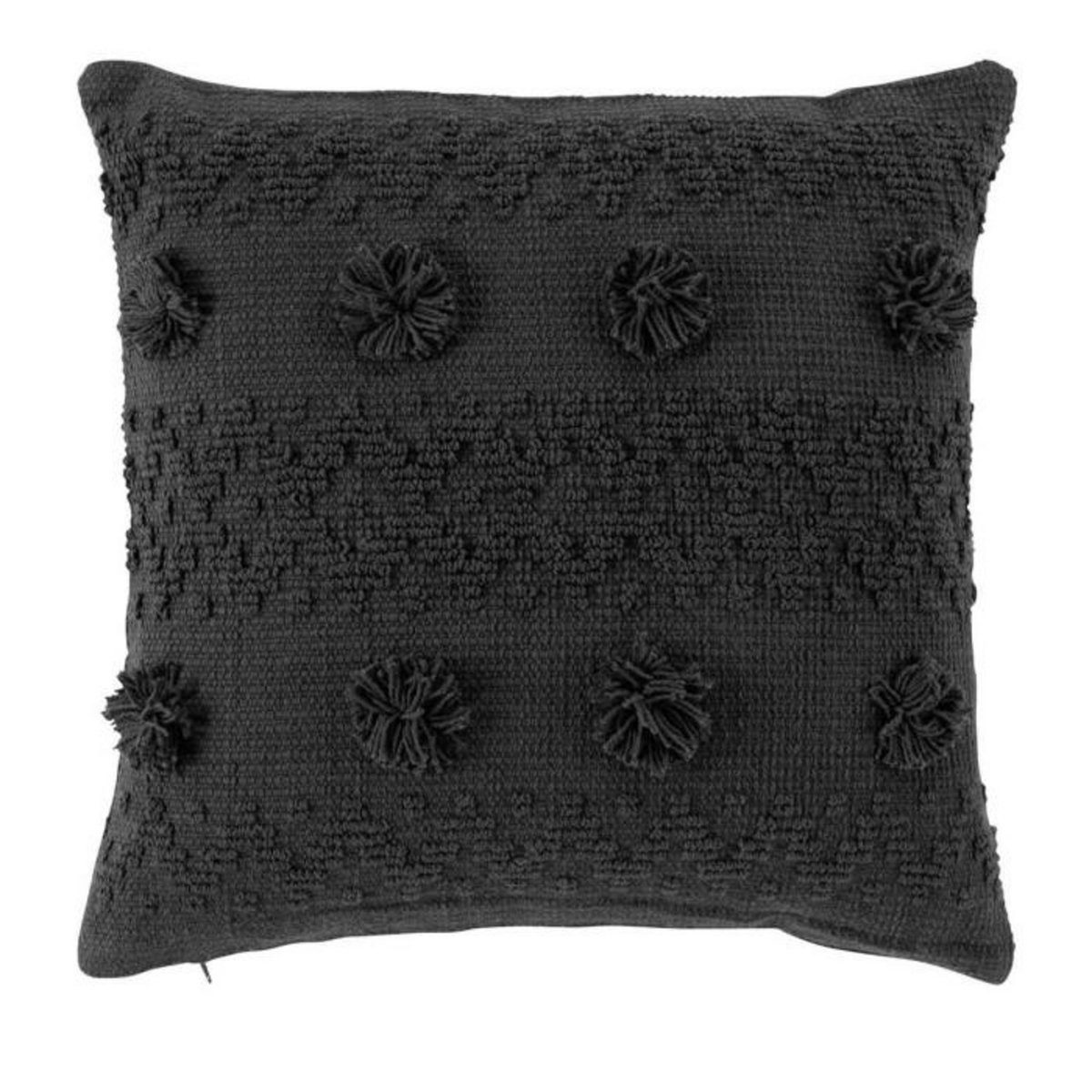 Paris Prix Coussin Déco à Pompons  Alenia  40x40cm Anthracite