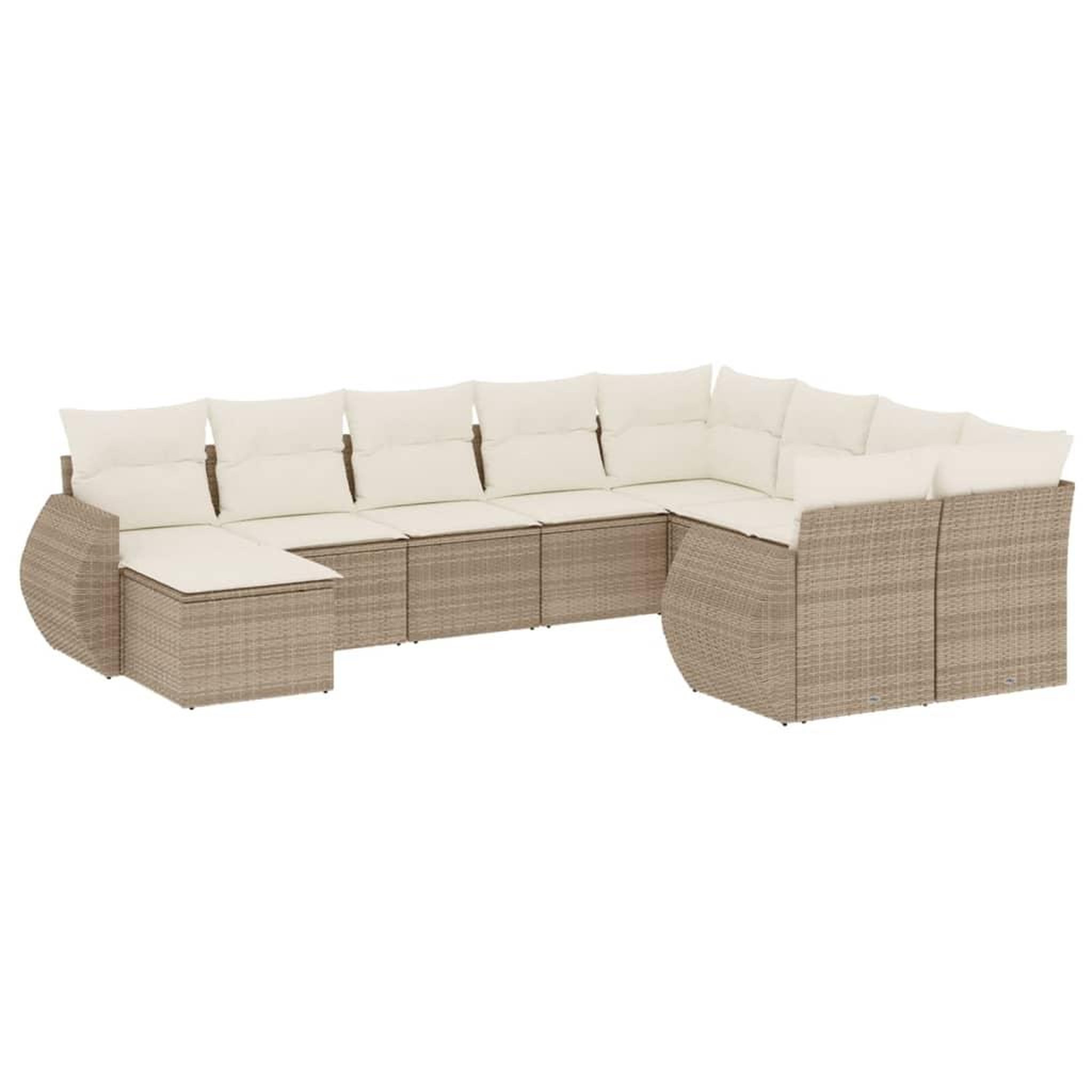 Voir la diapositive 2 : VIDAXL Salon de jardin avec coussins 10 pcs beige resine tressee
