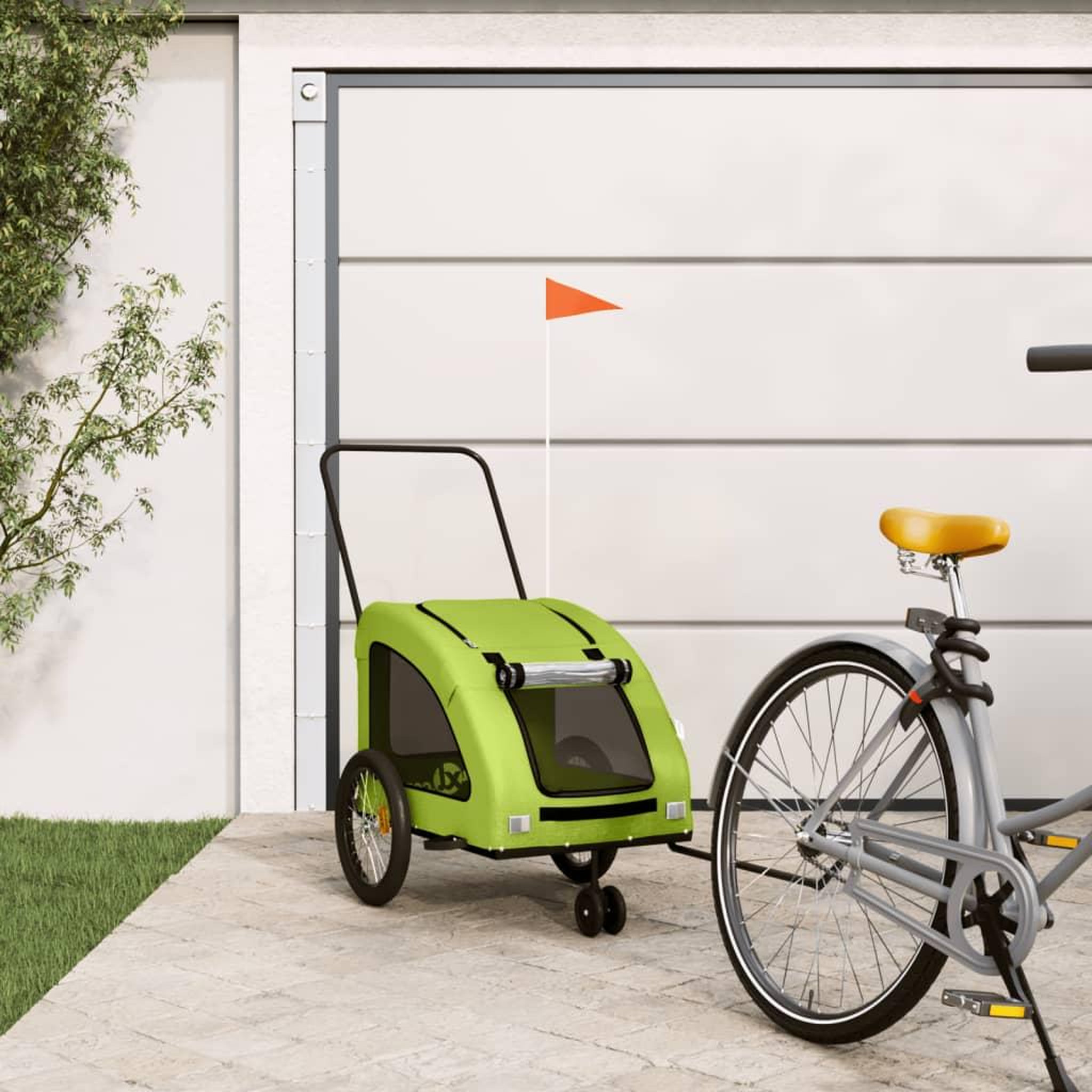 VIDAXL Remorque de velo pour animaux de compagnie vert