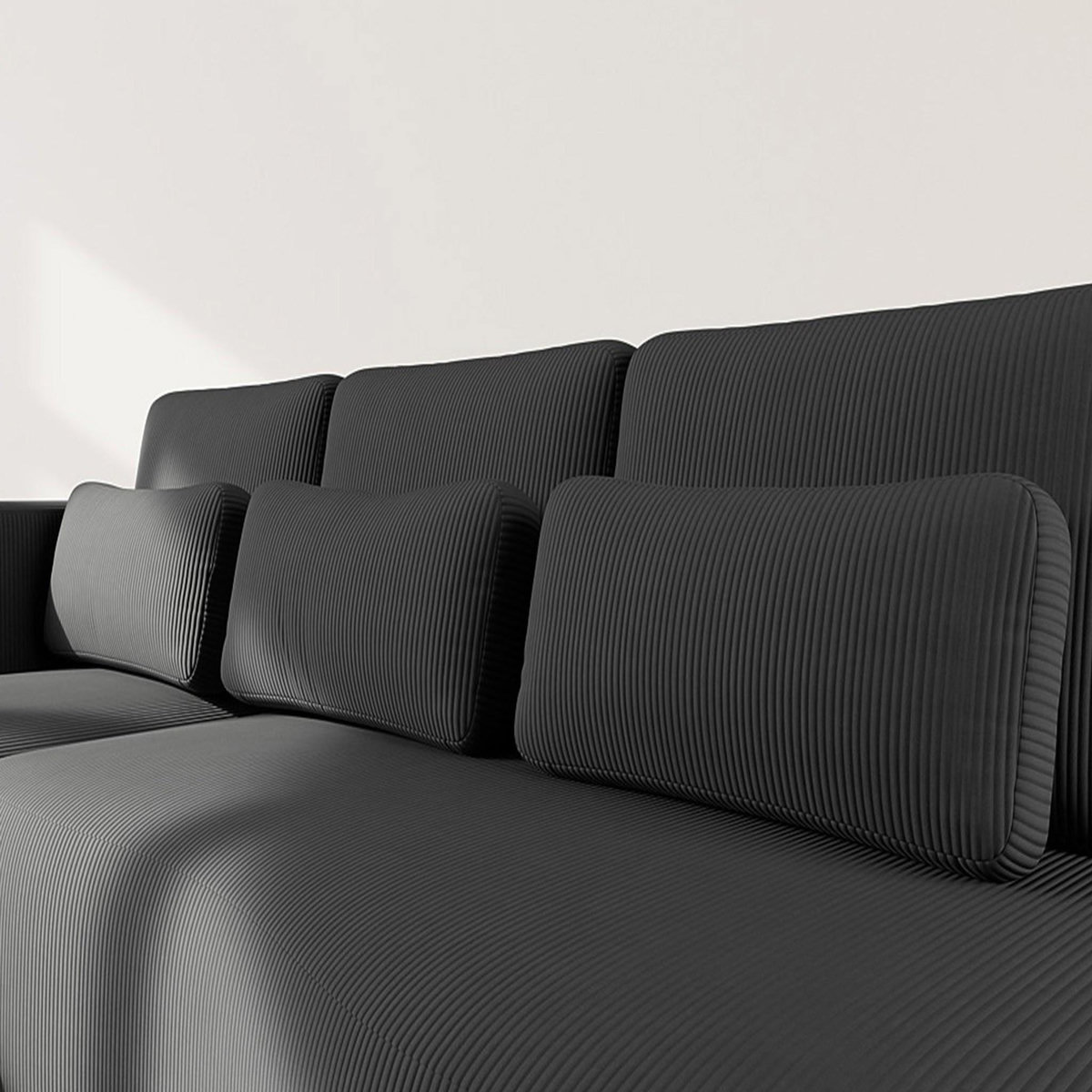 LISA DESIGN Mahina - canapé d'angle gauche 4 places convertible avec coffre en velours côtelé