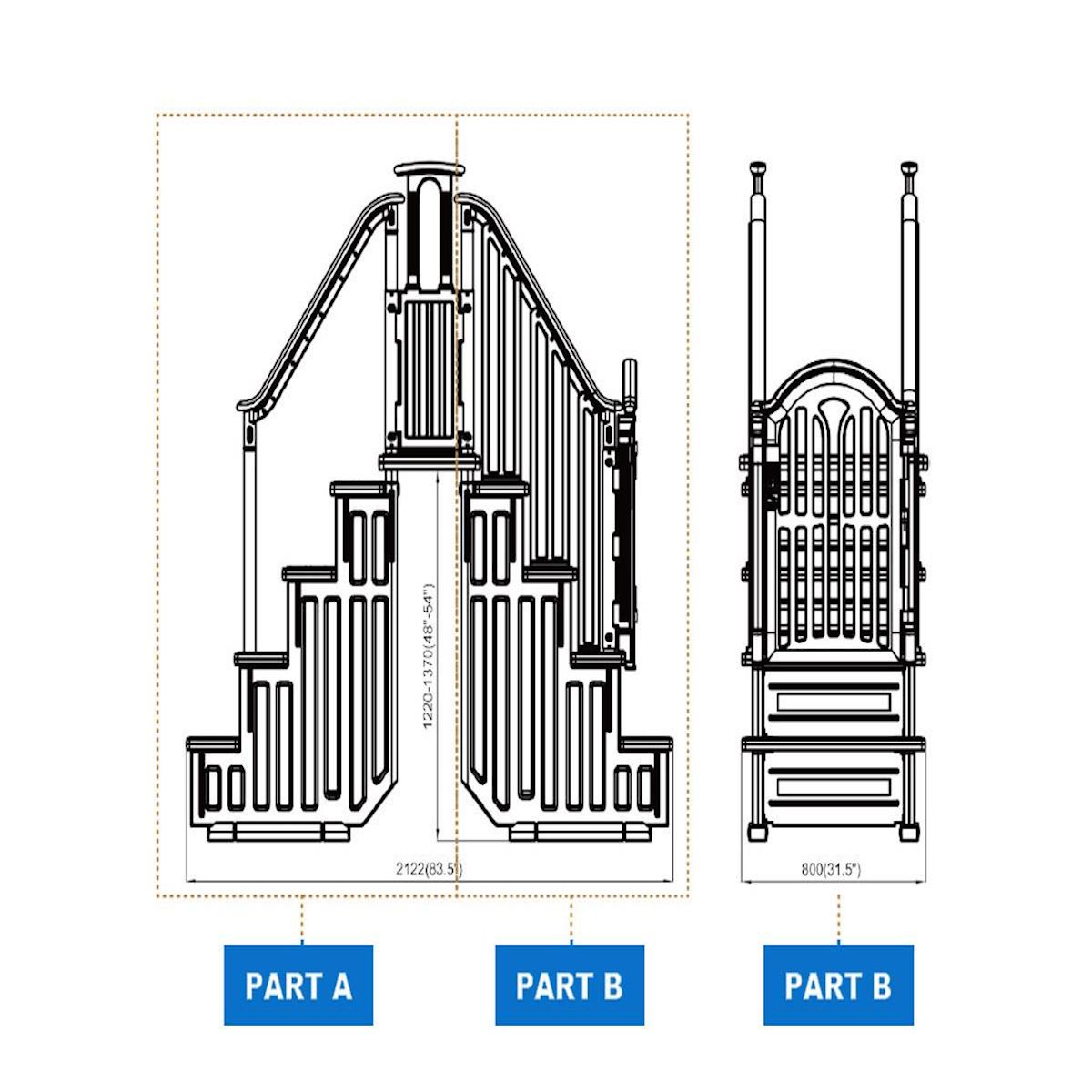 Habitat et Jardin Escalier double pour piscine   Bruno   avec porte de sécurité pour enfant