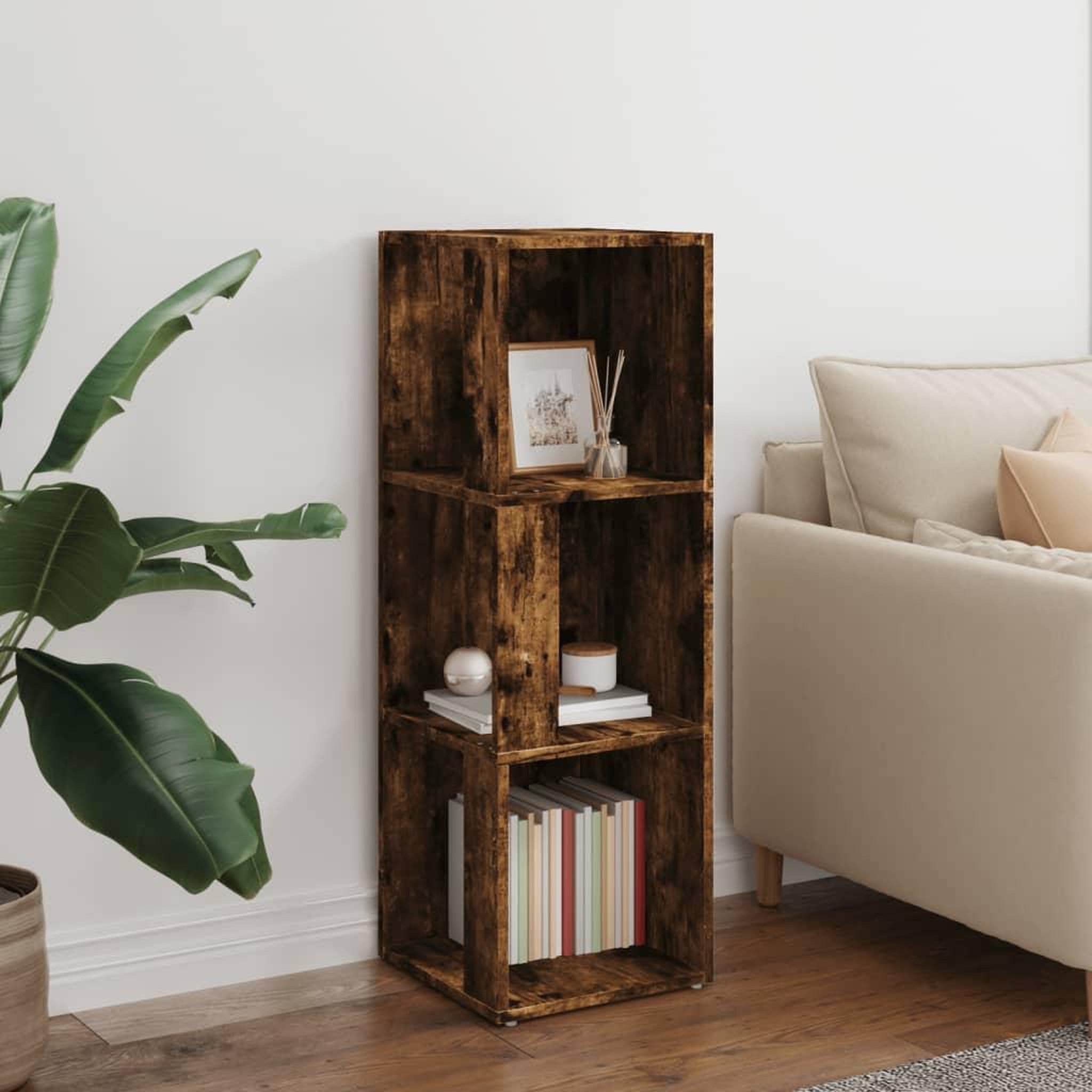 Voir la diapositive 3 : VIDAXL Armoire d'angle Chene fume 33x33x100 cm Bois d'ingenierie