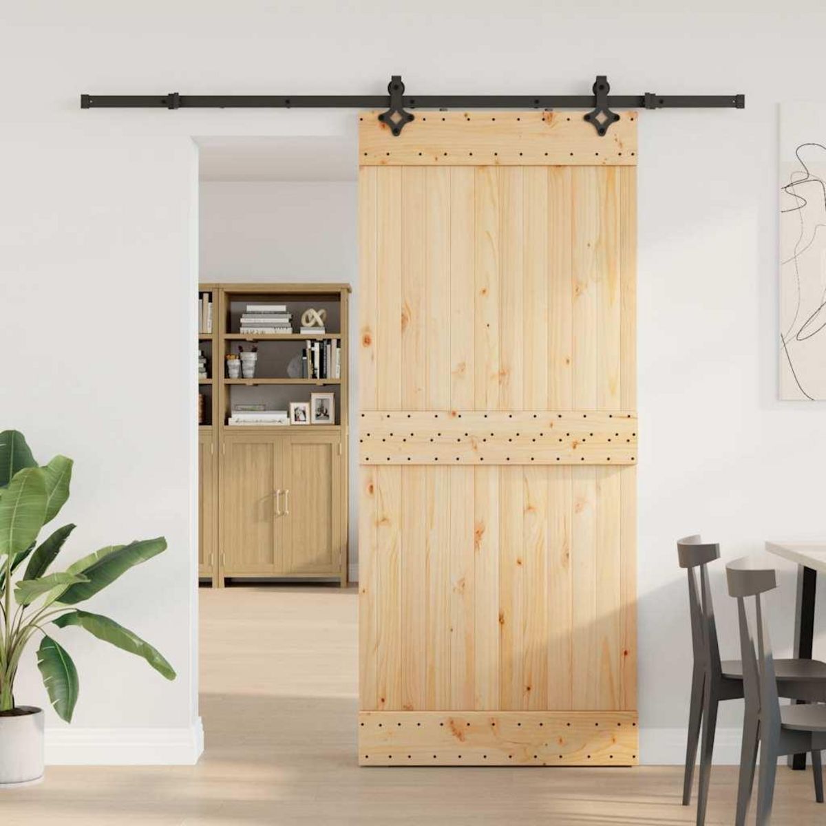 VIDAXL Porte coulissante et kit de quincaillerie 90x210 cm pin massif