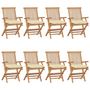 Voir la diapositive 1 : VIDAXL Chaises de jardin et coussins blanc creme lot de 8 Teck massif