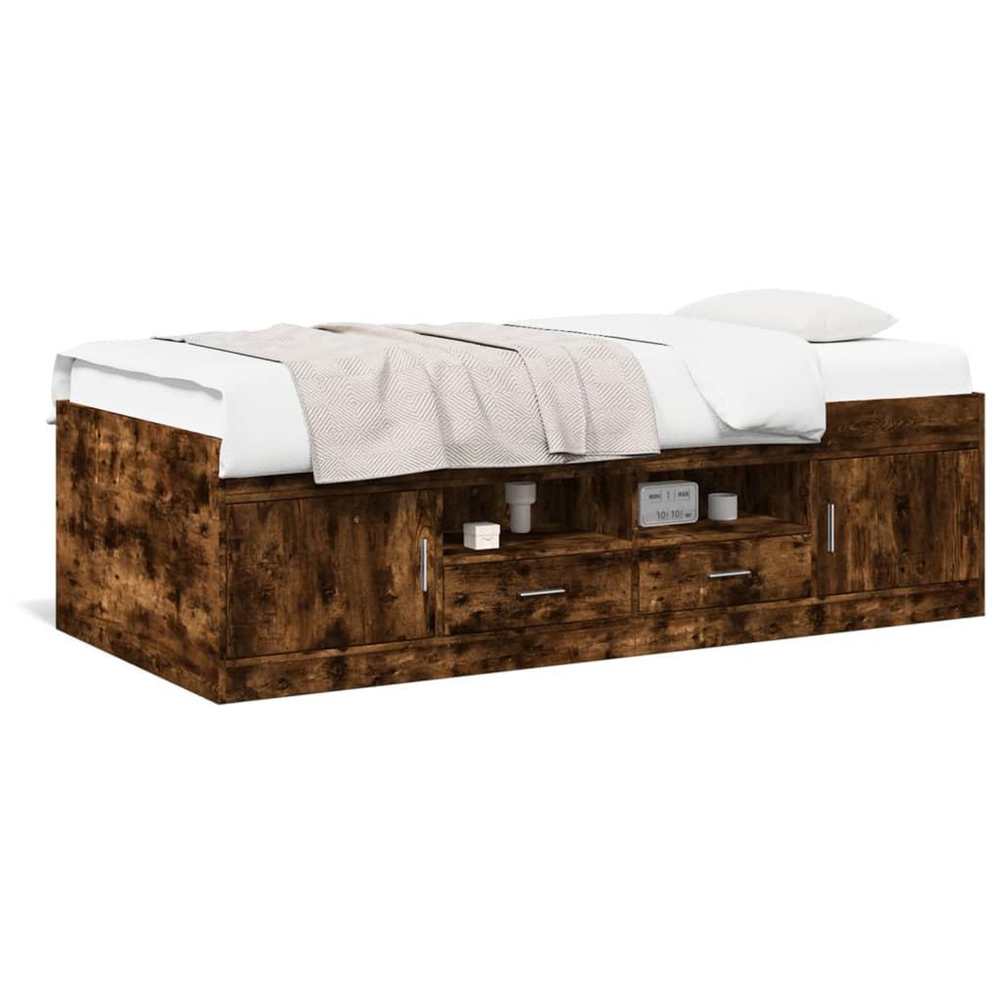 Voir la diapositive 2 : VIDAXL Lit de jour avec tiroirs sans matelas chene fume 75x190 cm
