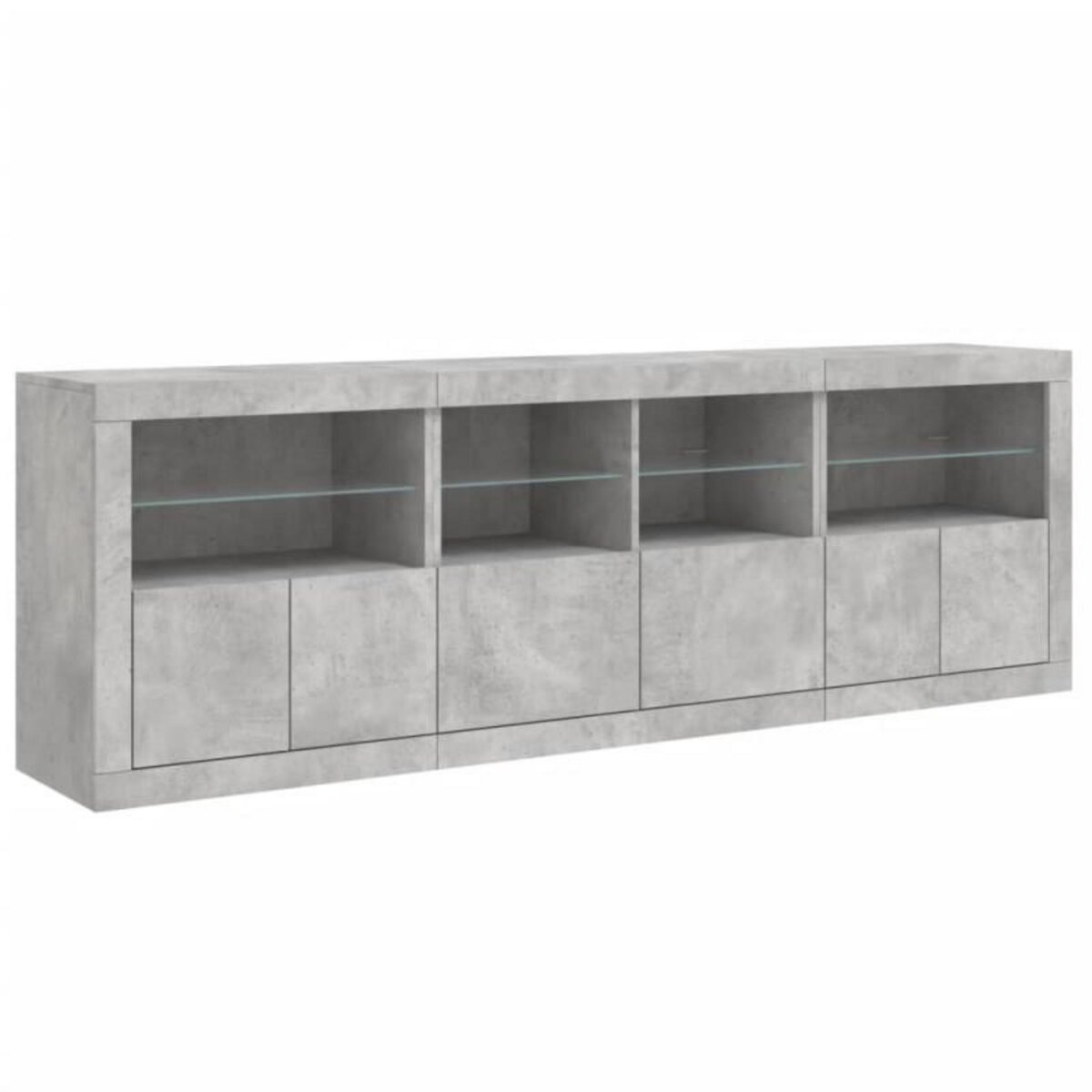 VIDAXL Buffet avec lumières LED gris béton 202x37x67 cm