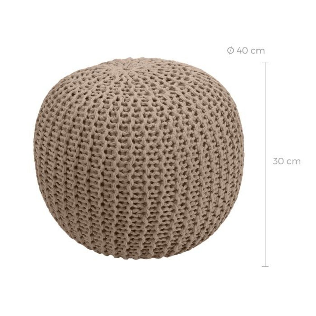 Rendez vous déco Pouf tricot rond en coton jaune moutarde D40 cm - Elisa