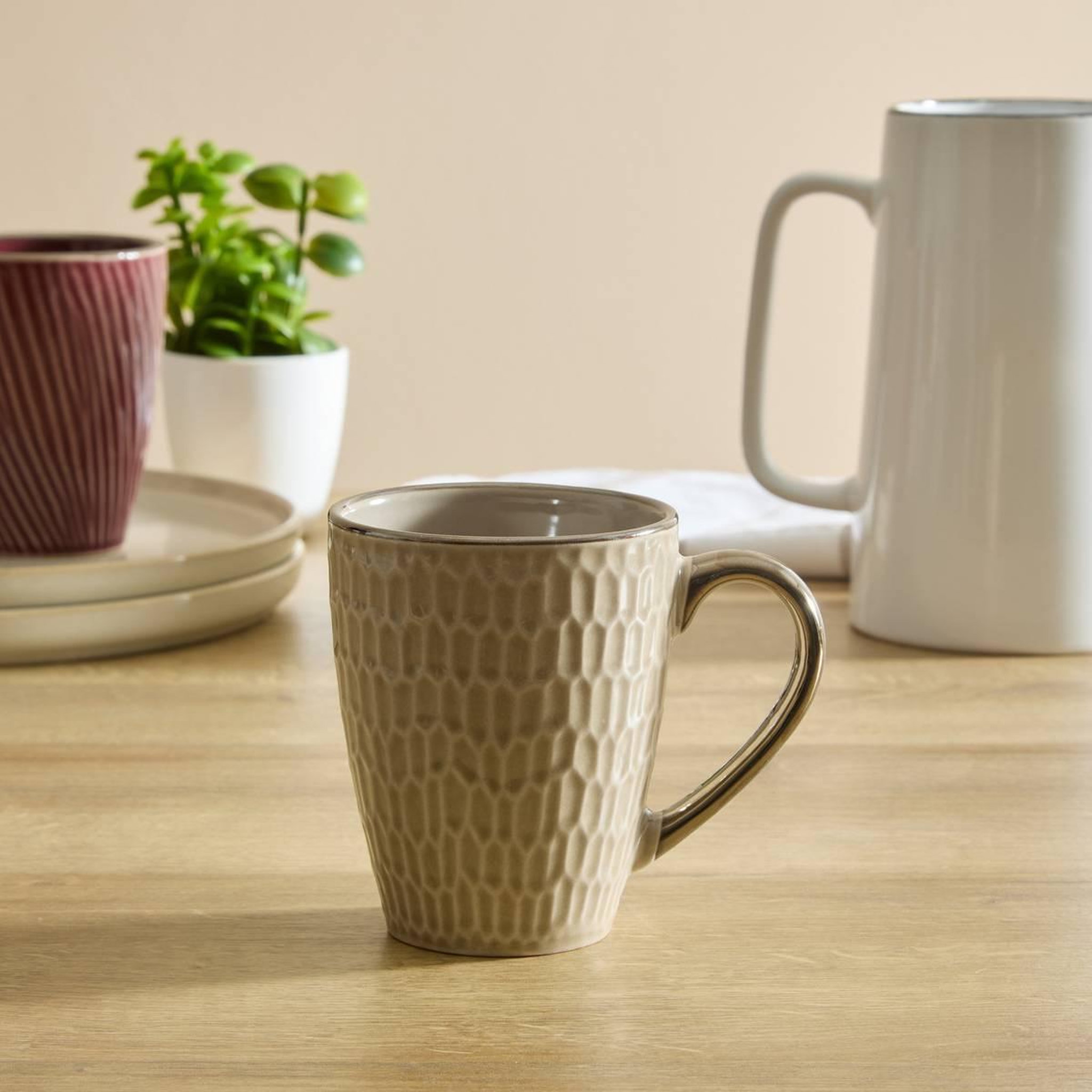 Voir la diapositive 3 : SECRET DE GOURMET Lot de 6 mugs en faïence  ella  35cl beige