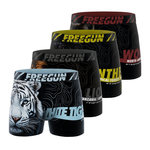 FREEGUN Lot de 4 boxers enfant Wild Life. Coloris disponibles : Noir