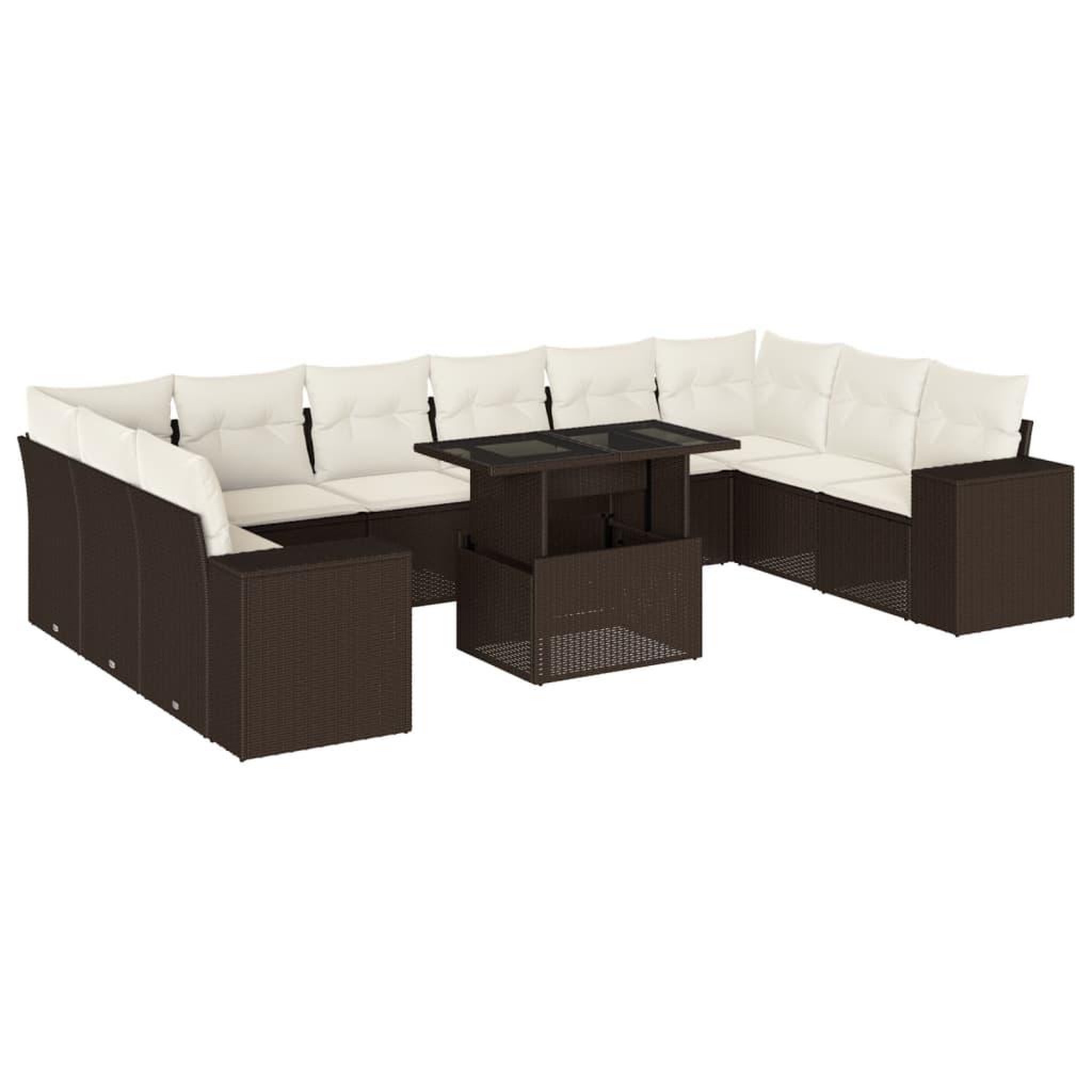 Voir la diapositive 2 : VIDAXL Salon de jardin et coussins 11 pcs marron resine tressee