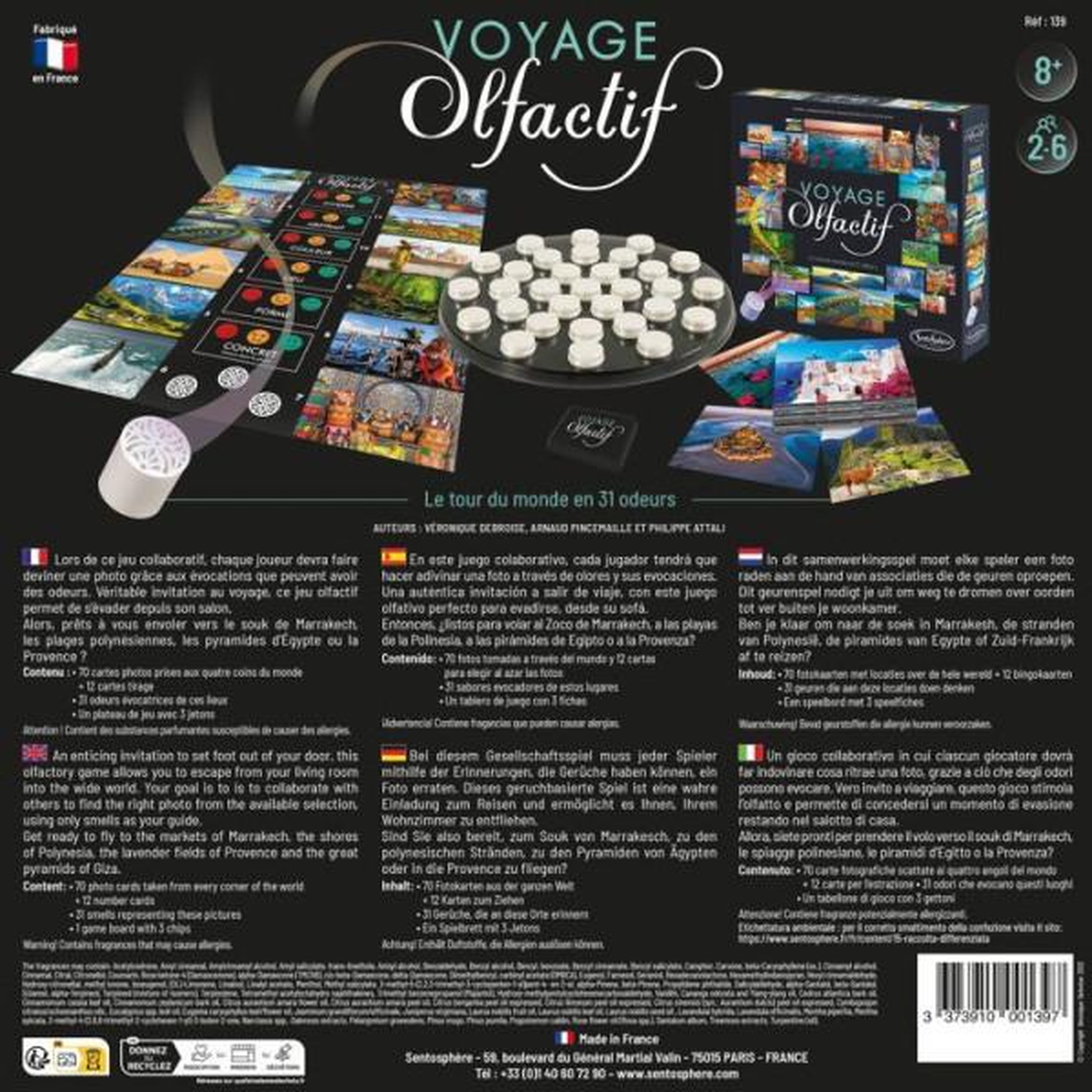 Voir la diapositive 4 : Sentosphere Jeu de société - SENTOSPHERE - Voyage Olfactif - Faire le tour du monde en 31 odeurs - Des 8 ans