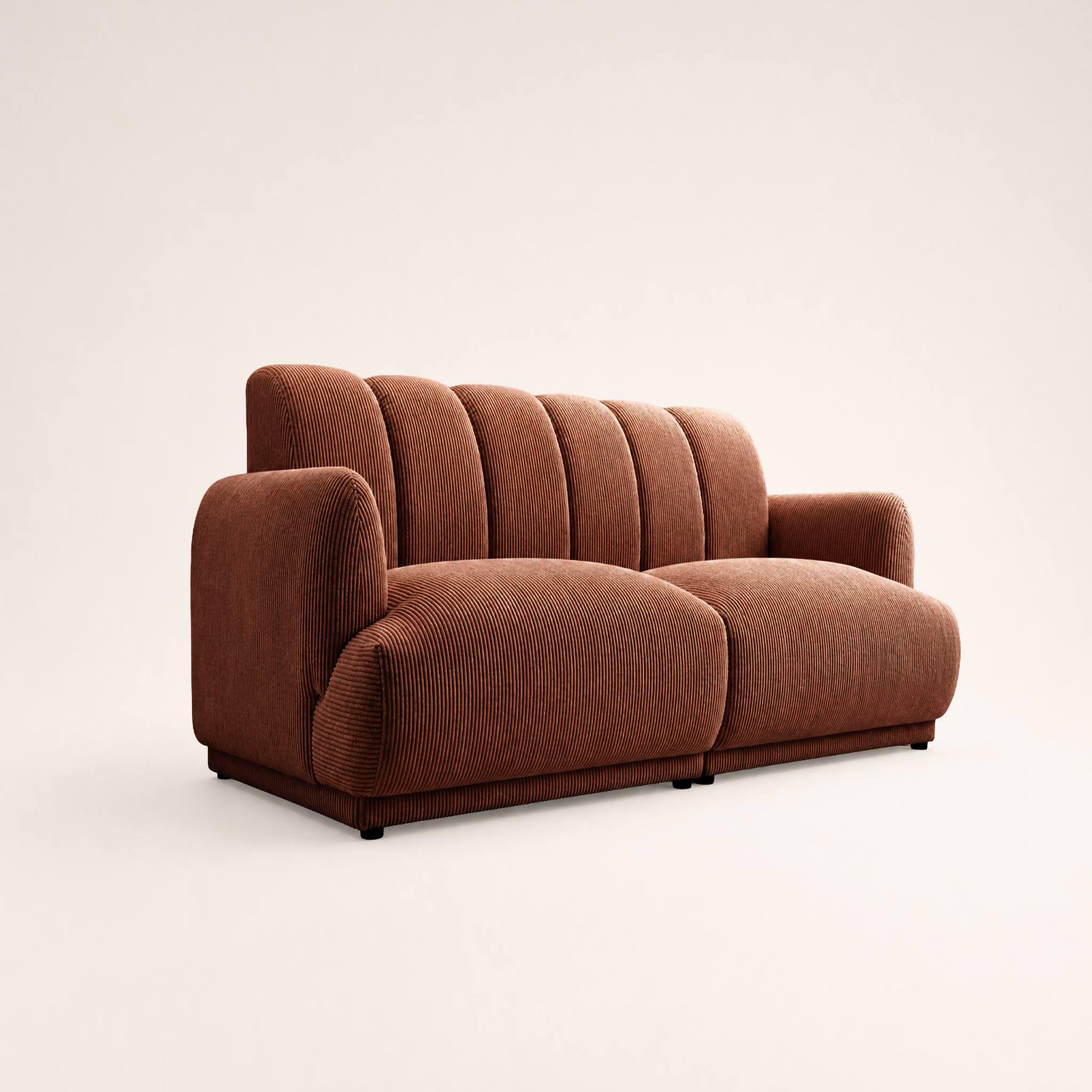 Voir la diapositive 3 : BEST MOBILIER Luigi - canapé droit 3 places en velours côtelé