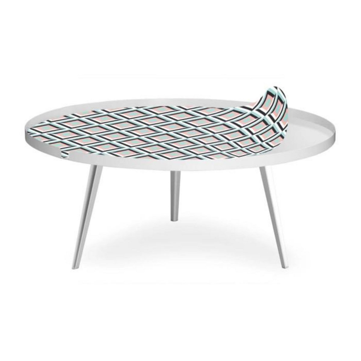 Paris Prix Table Basse à Rebord 1 Cover  Losanges  90cm Blanc