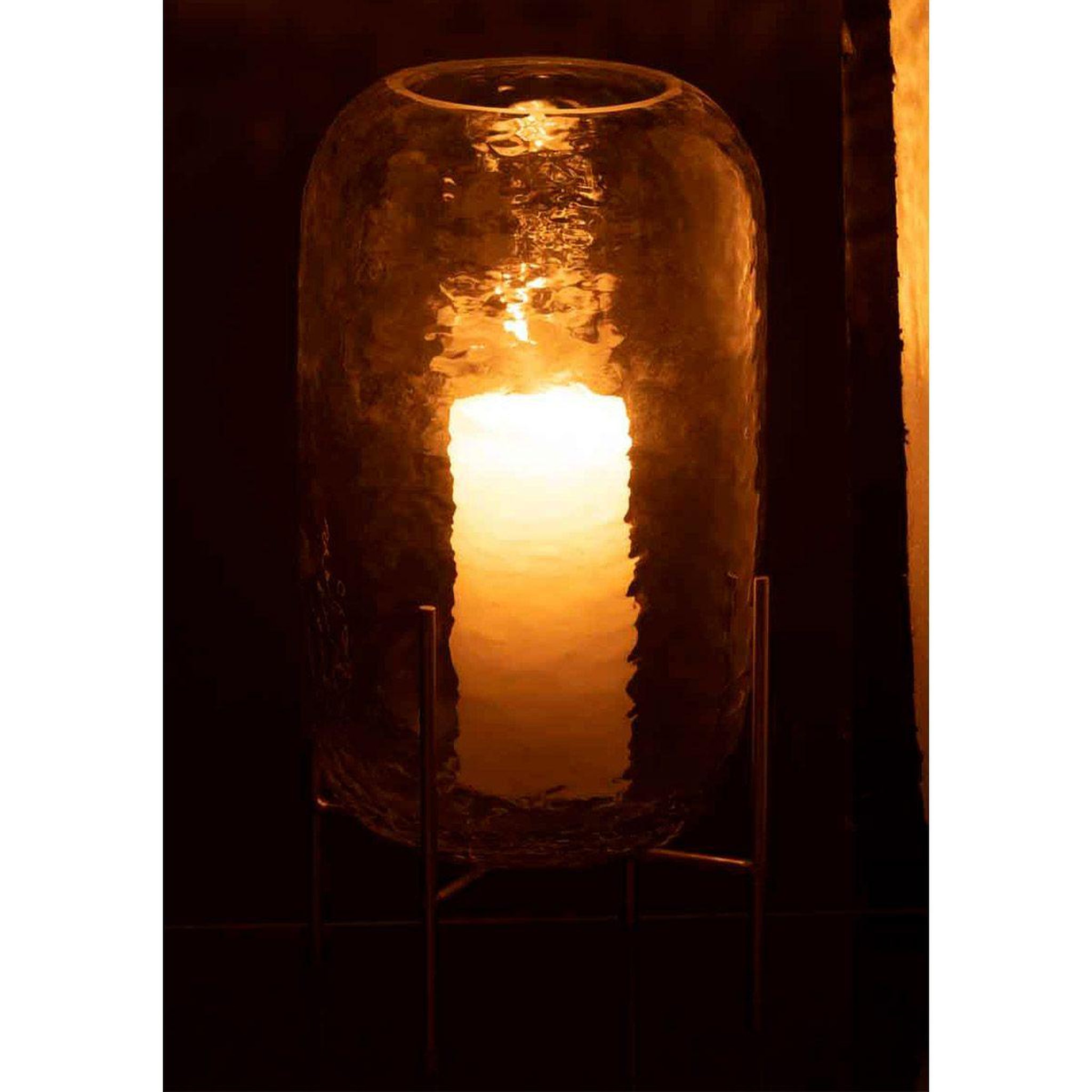 Voir la diapositive 3 : J-LINE Vase sur Pied en Verre  Pieto  30cm Transparent