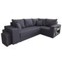 Voir la diapositive 4 : BEST MOBILIER Libbie - canapé d'angle droit 4 places convertible avec coffre, étagère et poufs en tissu