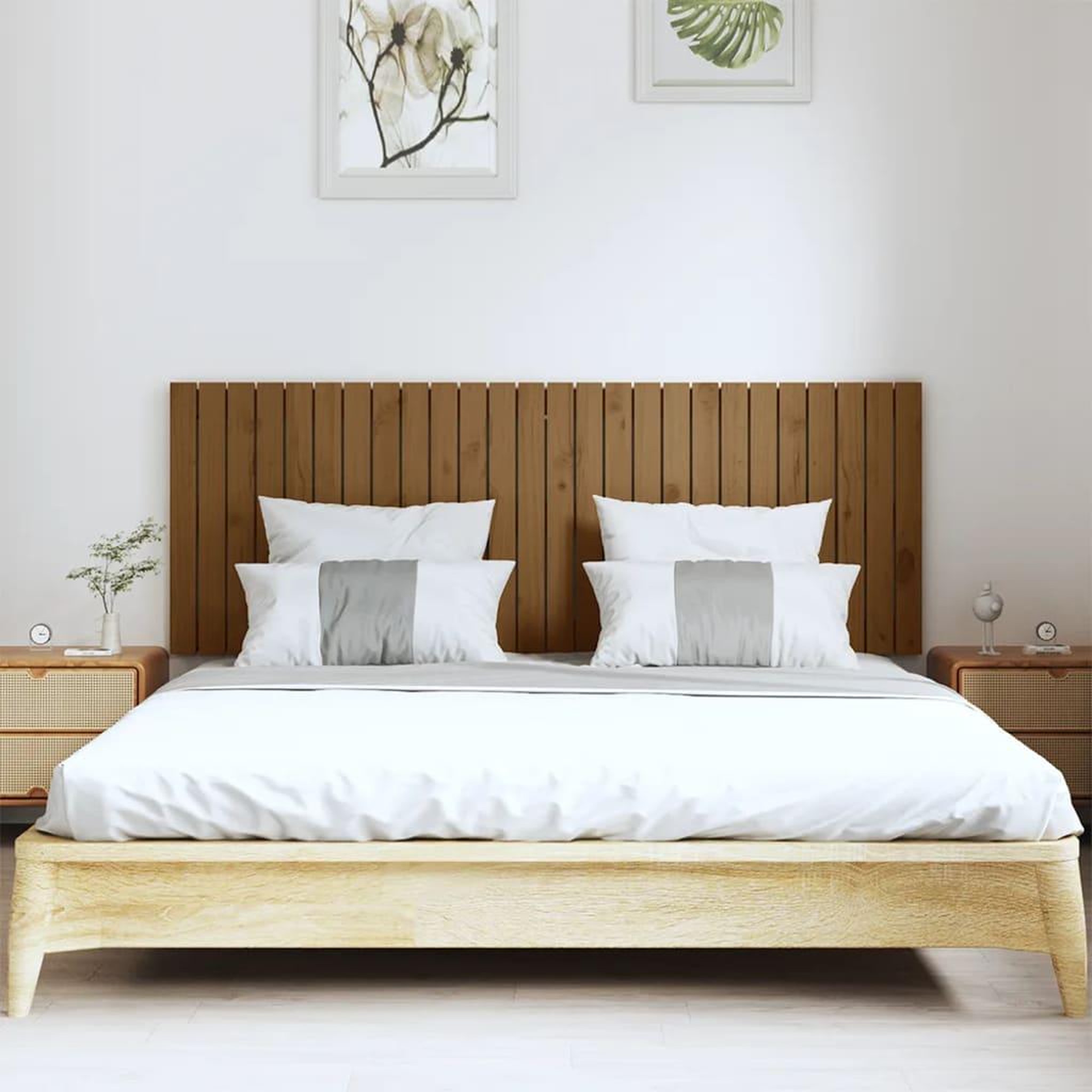 Voir la diapositive 3 : VIDAXL Tete de lit murale Marron miel 166x3x60 cm Bois massif de pin