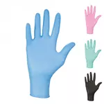 VIVEZEN Lot de 5 boites de 100 gants nitrile jetables - non poudrés. Coloris disponibles : Noir, Vert, Bleu, Rose