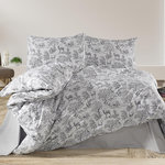 Home collection Parure housse de couette 100% coton 57 fils Imprimé - Florinda. Coloris disponibles : Gris
