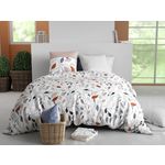 ATELIER DU COTON Parure Housse De Couette 100% Coton 57fils Flolia. Coloris disponibles : Multicolore