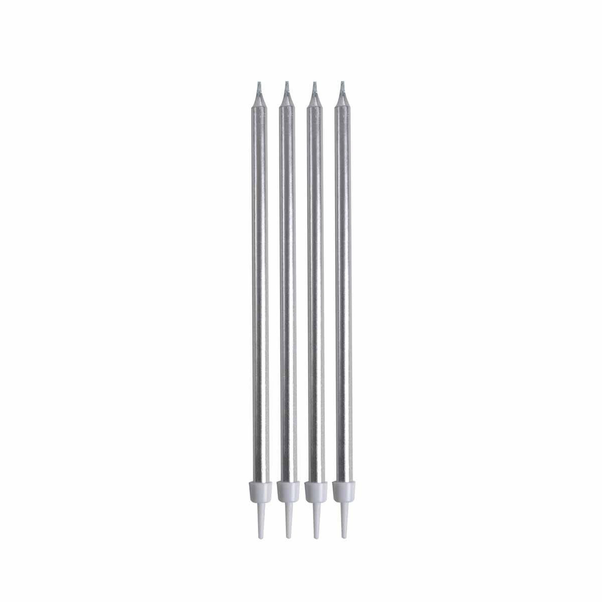HOMEA Lot de 16 Bougies d'Anniversaire  Longues  14cm Argent